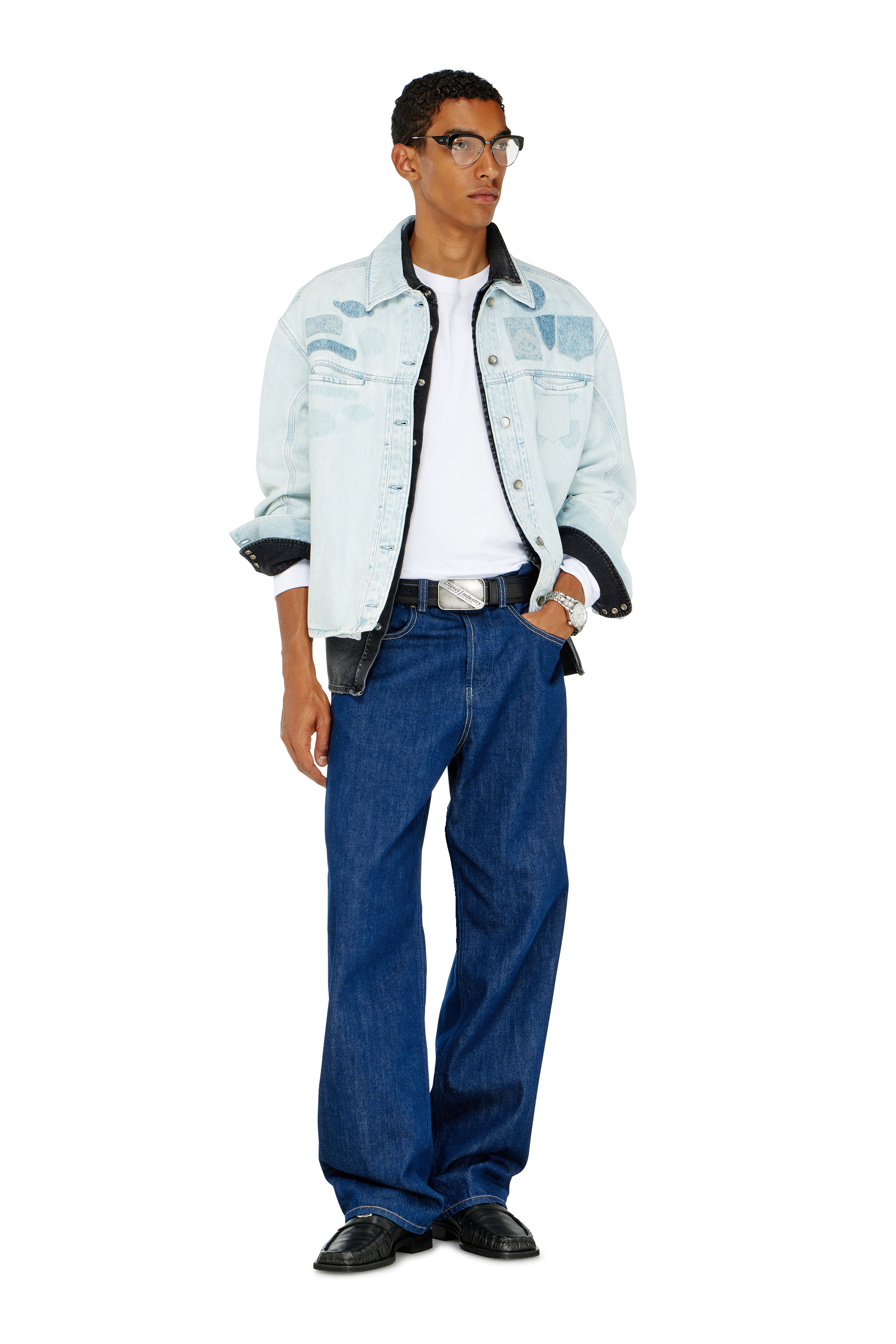 Diesel - D-RYMAVO-S, Camicia oversize in denim con effetti patch Unisex in Blu - 1