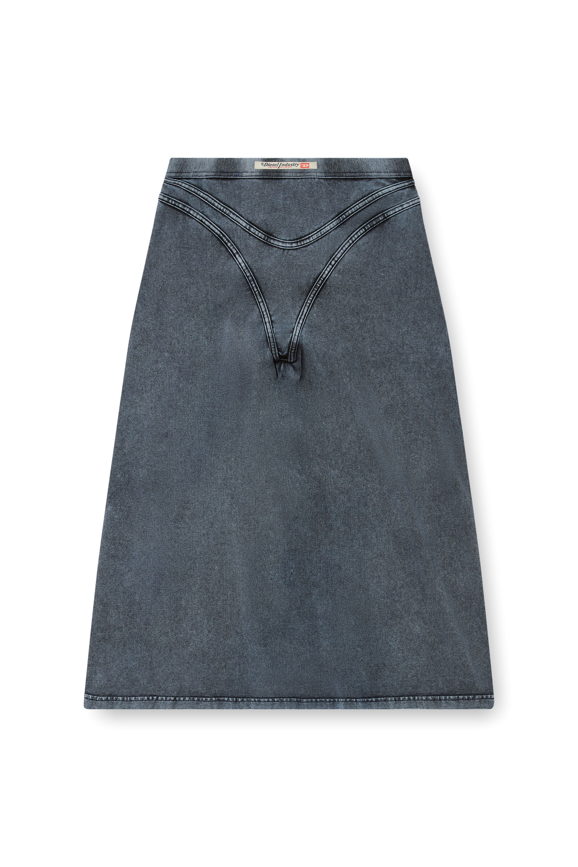 Diesel - O-ALLINE, Gonna midi in jersey effetto denim Donna in Blu - 3