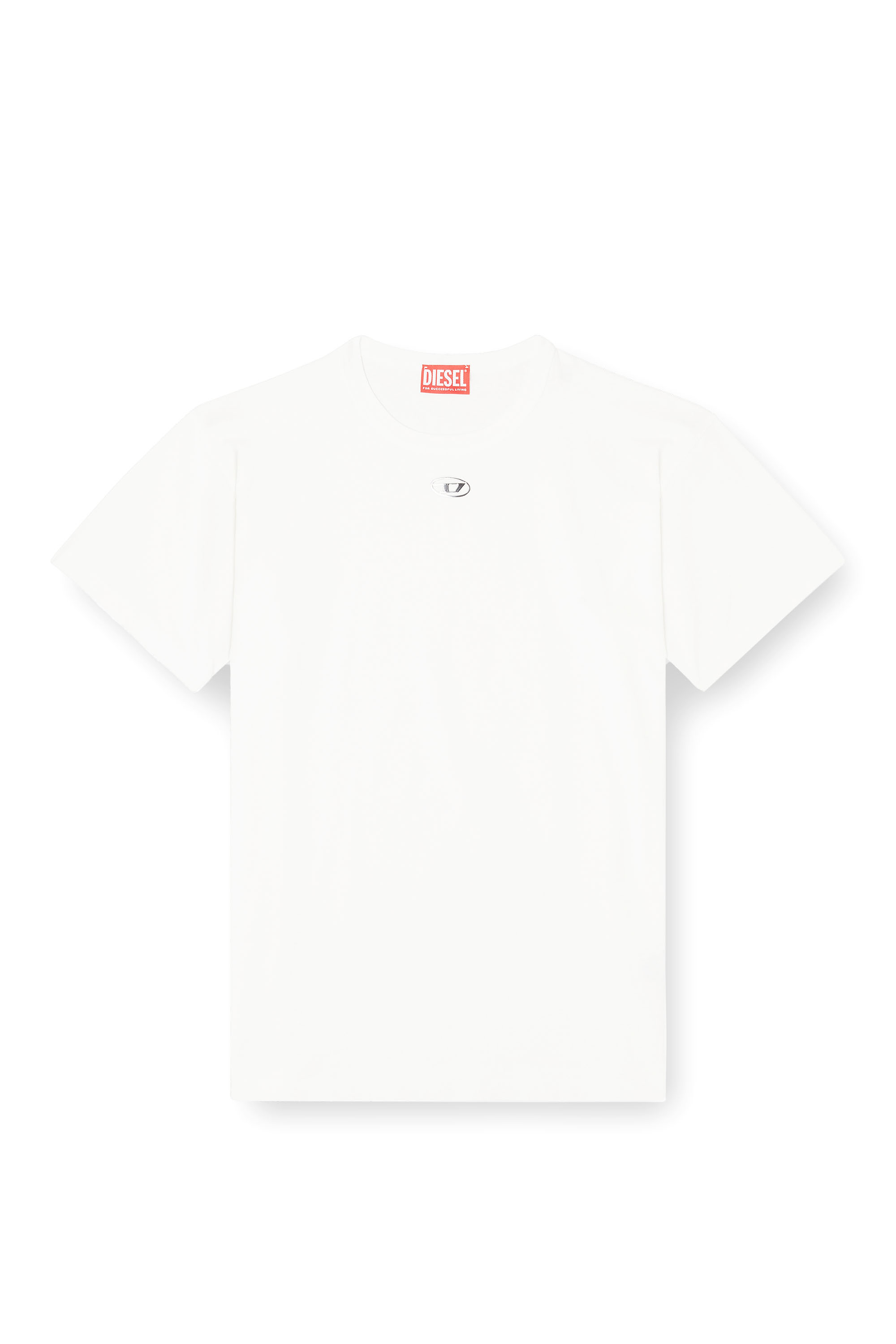 Diesel - T-NORMY-OD-S1, T-shirt in cotone con Oval D metallizzato Donna in Bianco - 2