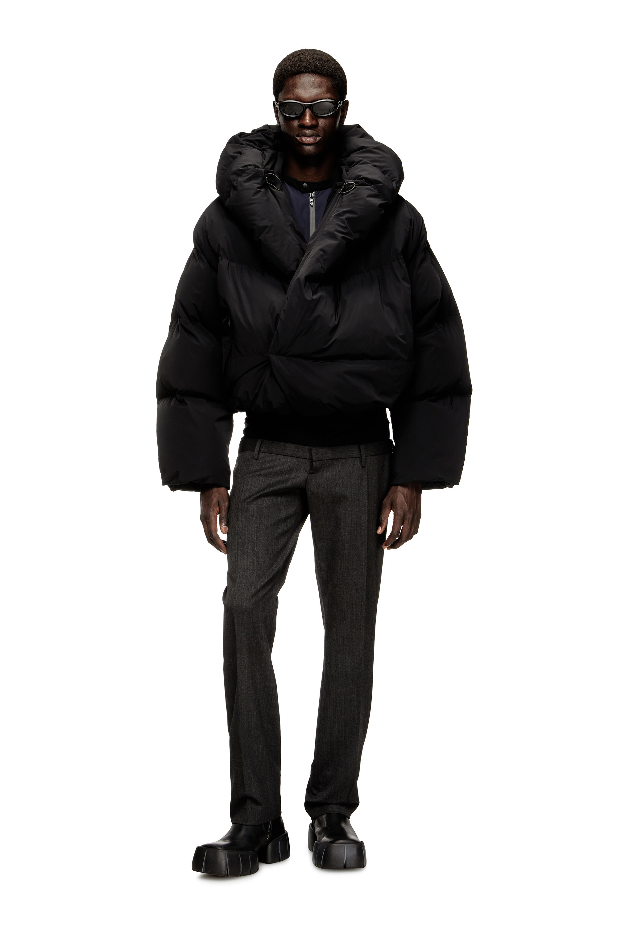 Diesel - J-SCOTTS-PADDED-A, Giacca imbottita a portafoglio in nylon stretch Uomo in Nero - 2
