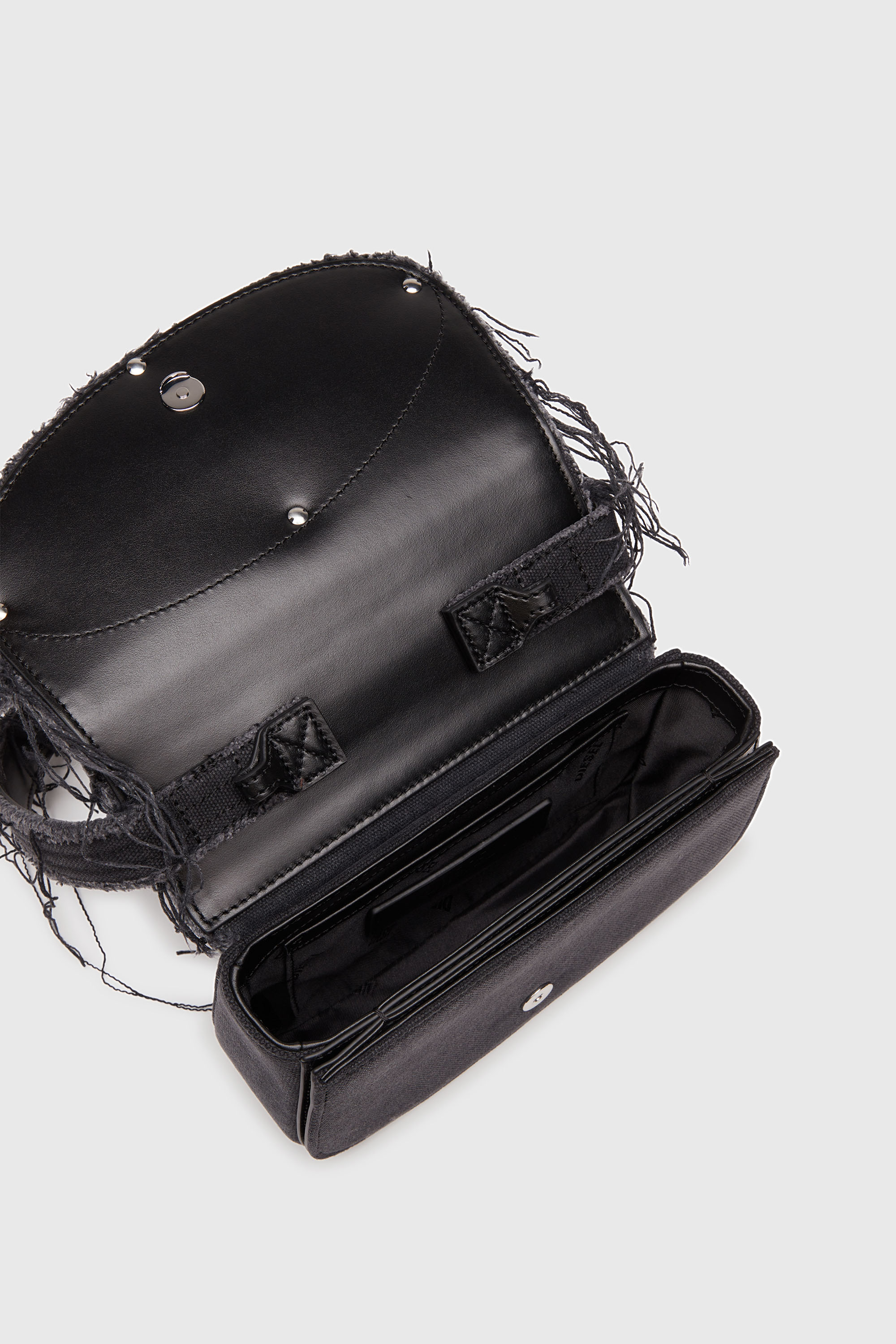Diesel - 1DR, 1DR-Iconica borsa a spalla in tela e pelle Donna in Nero - 4