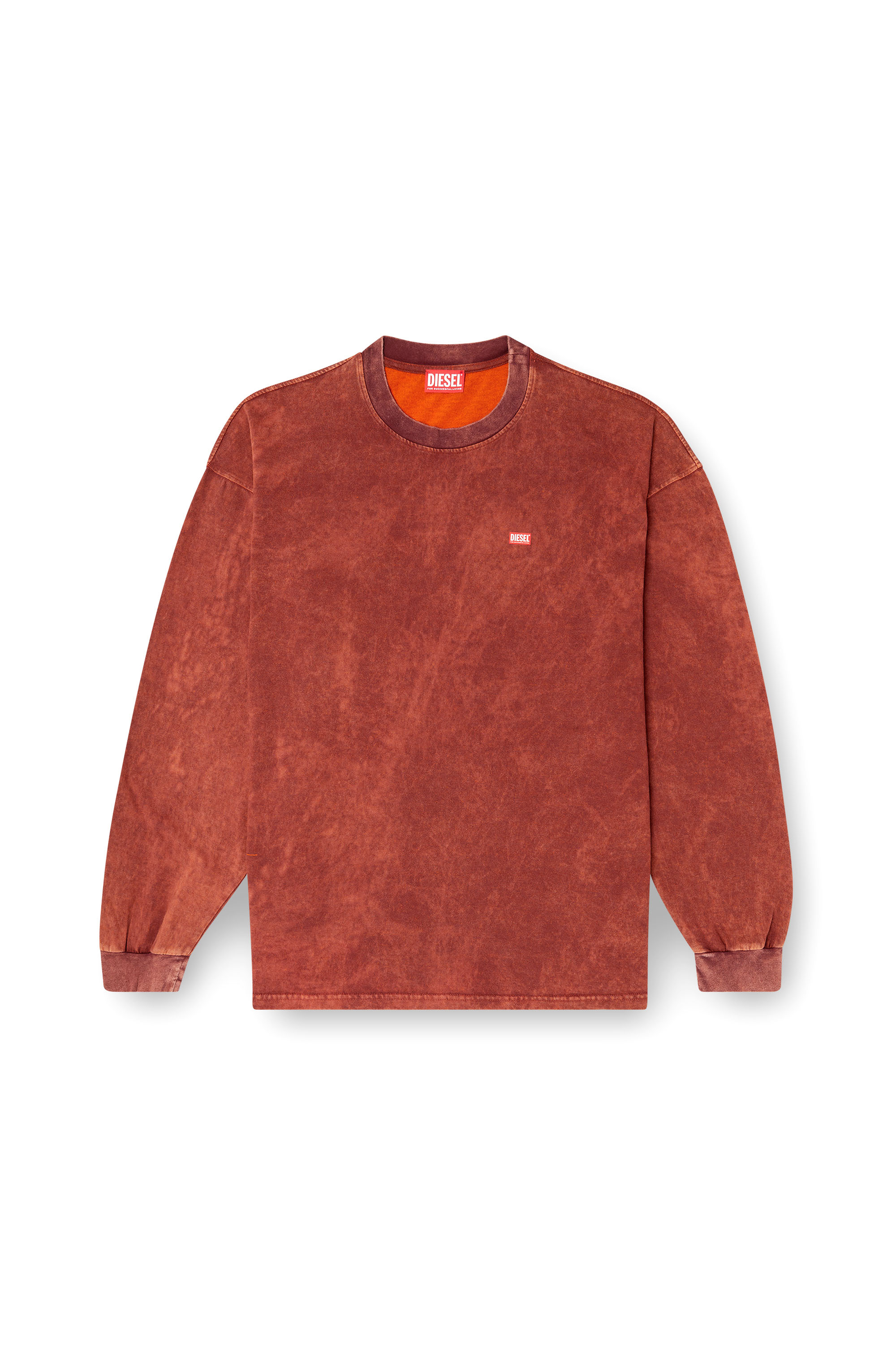 Diesel - T-BOXT-LS-T3, T-shirt in cotone con maniche lunghe Uomo in Marrone - 2