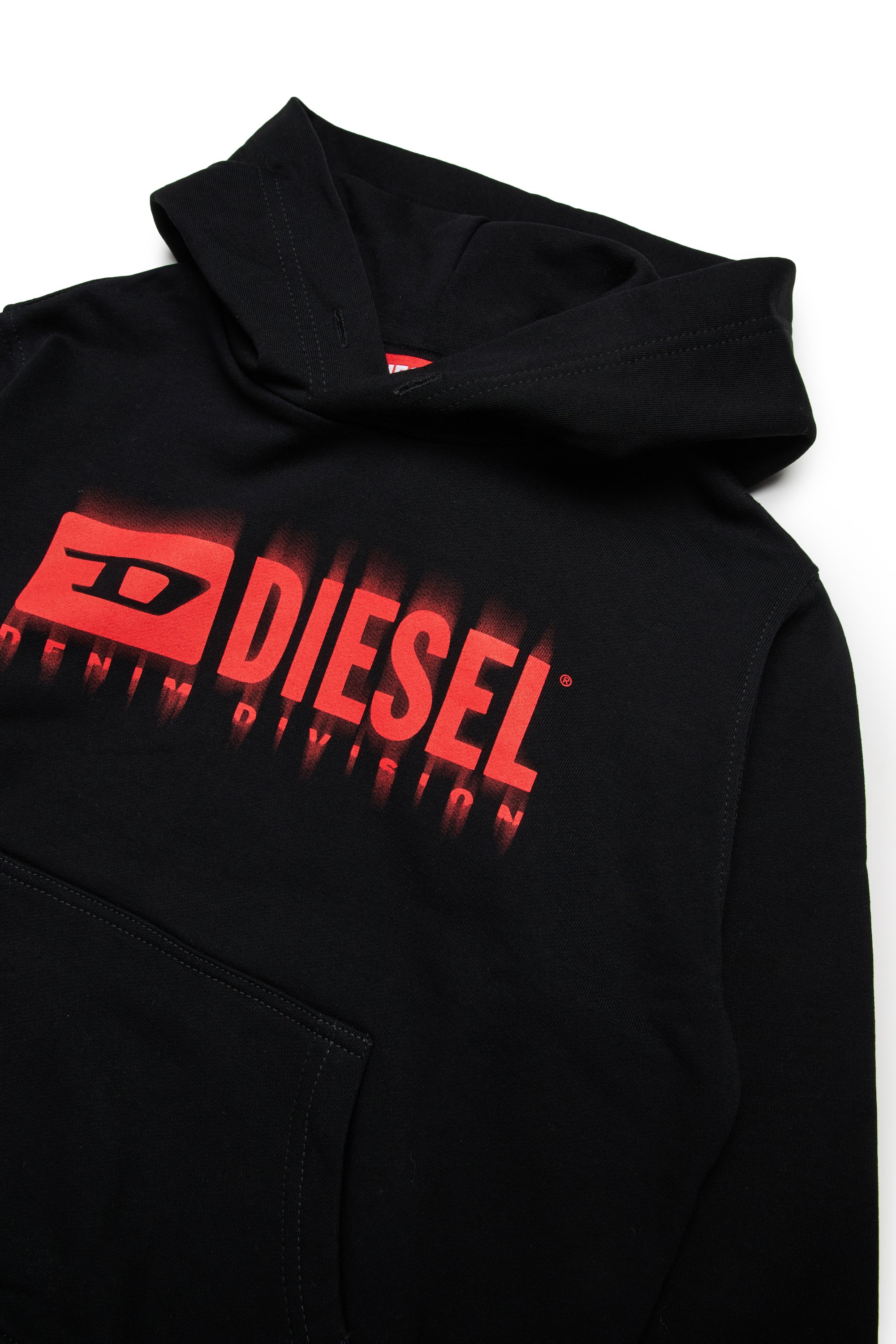 Diesel - SGINNHOODL5 OVER, Felpa con cappuccio e logo sbavato Uomo in Nero - 3