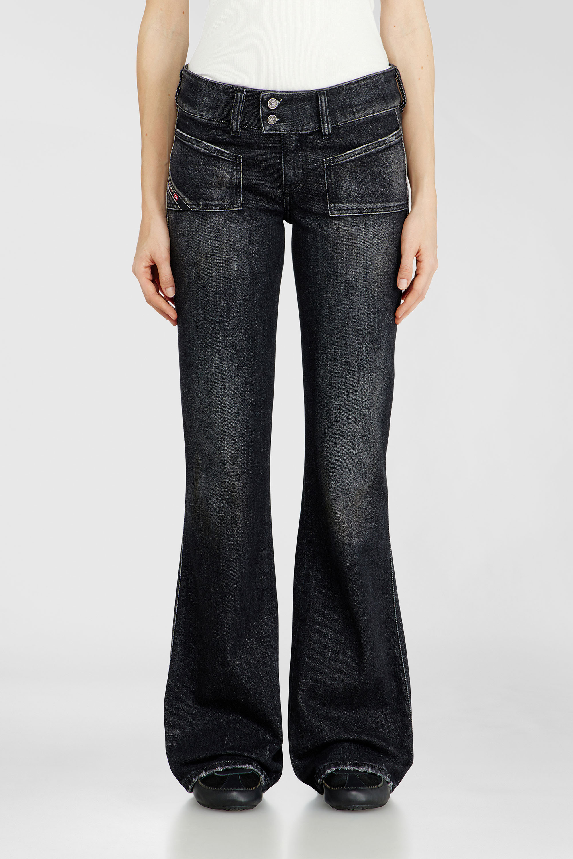 Diesel - Bootcut Jeans D-Hush 09N50 Donna, Nero/Grigio scuro - Image 1