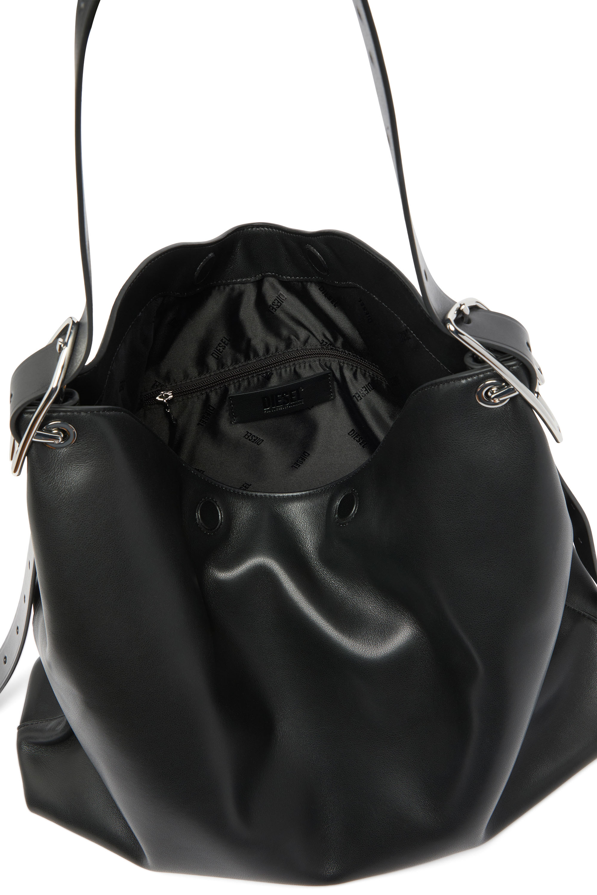 Diesel - D-LINE HOBO L, Woman's D-Line-Leather hobo bag in Black - 6