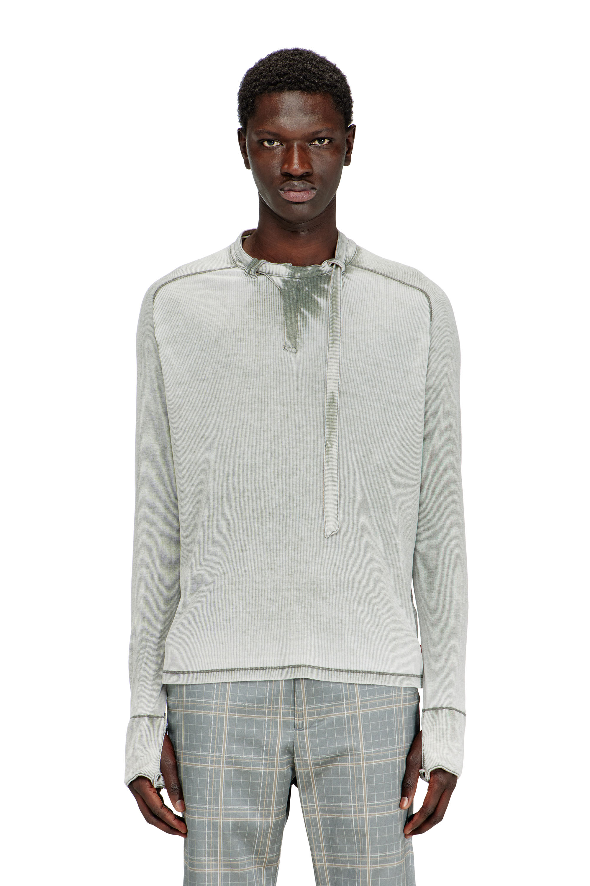 Diesel - T-GOHAN, Top in jersey a coste con cinturino biker Uomo in Grigio - 1