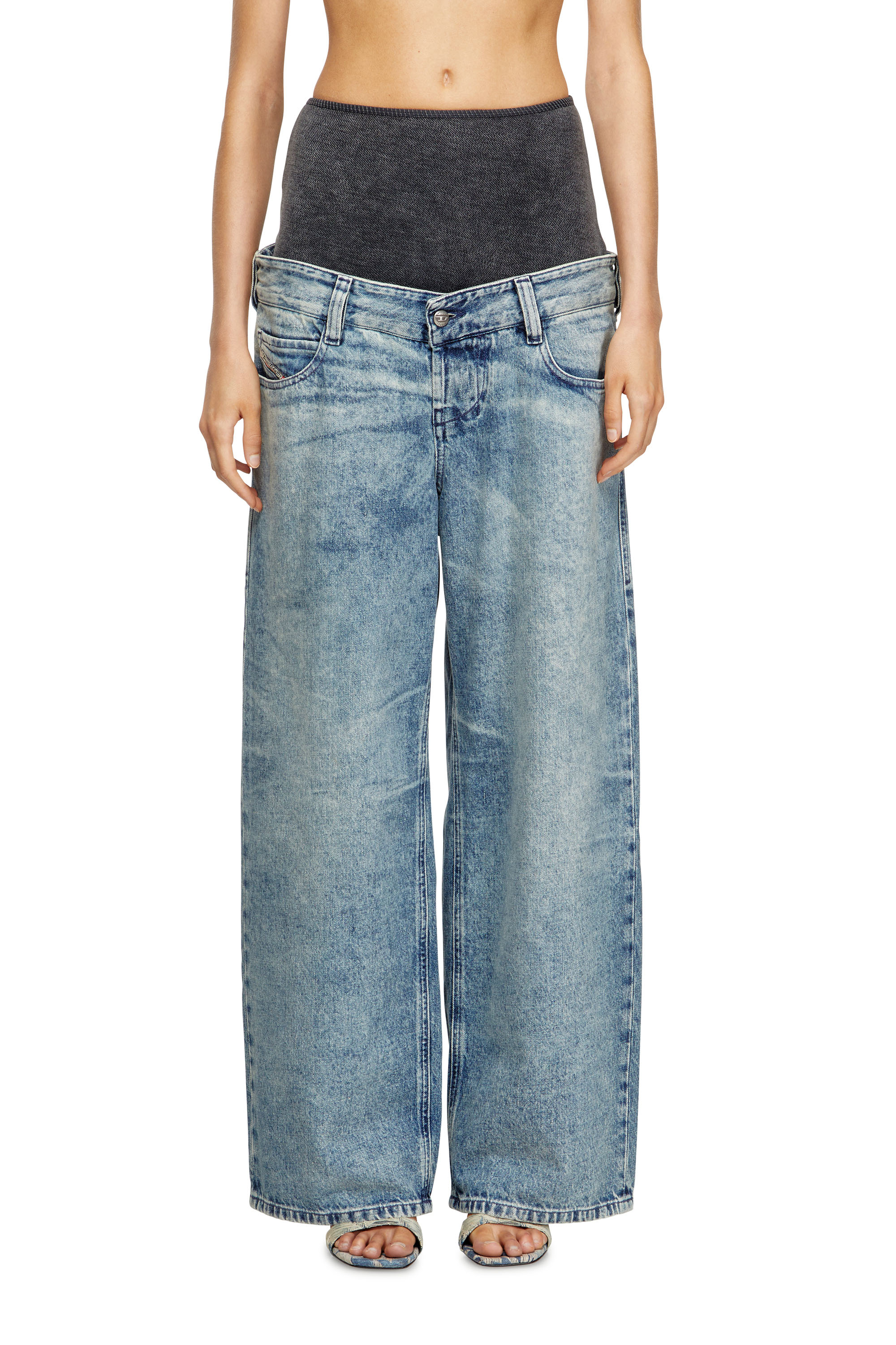 Diesel - Relaxed Jeans D-Eni 09N97 Donna, Blu medio - Image 1