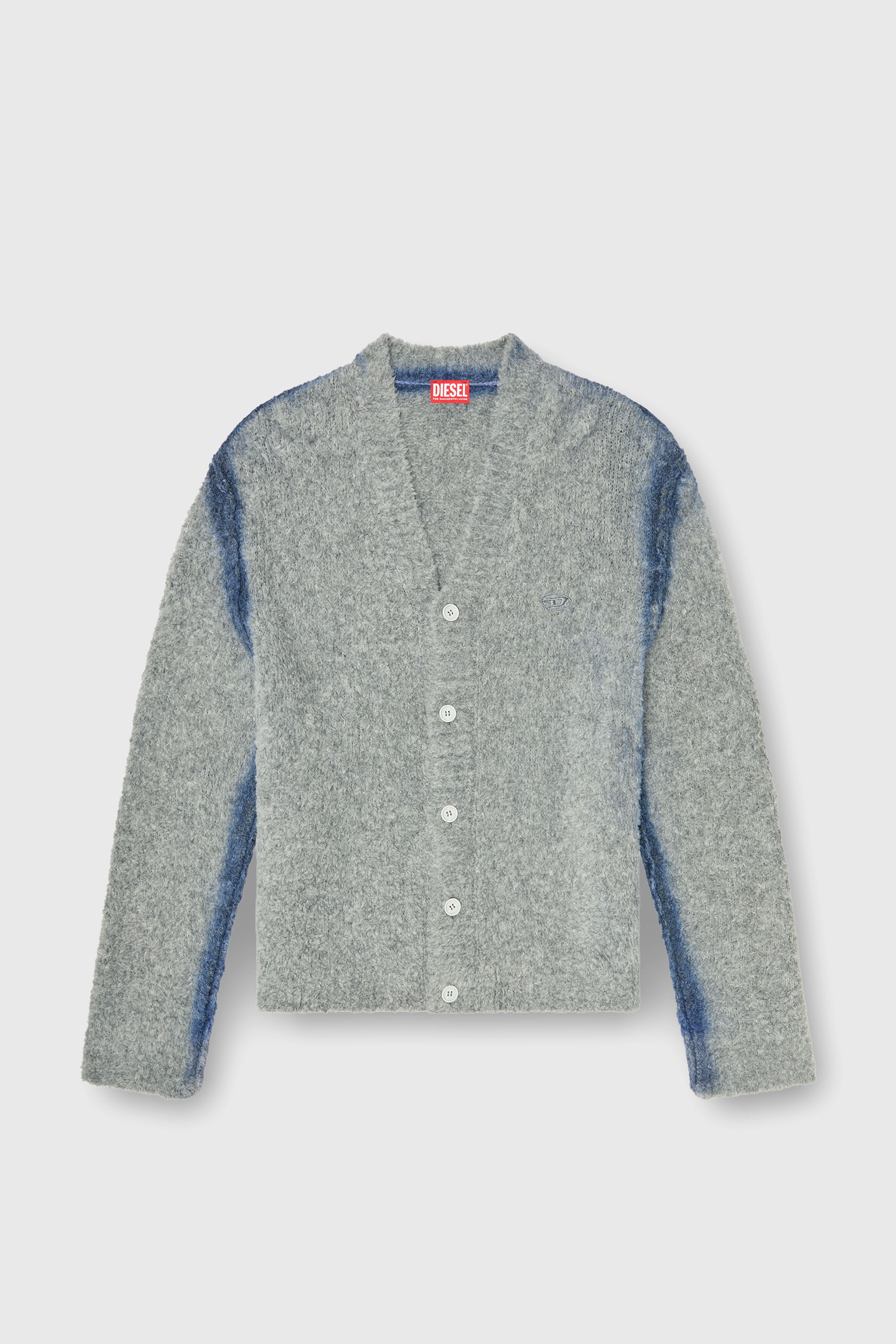 Diesel - K-REMO, Cardigan in misto alpaca con cuciture effetto spray Uomo in Grigio - 2