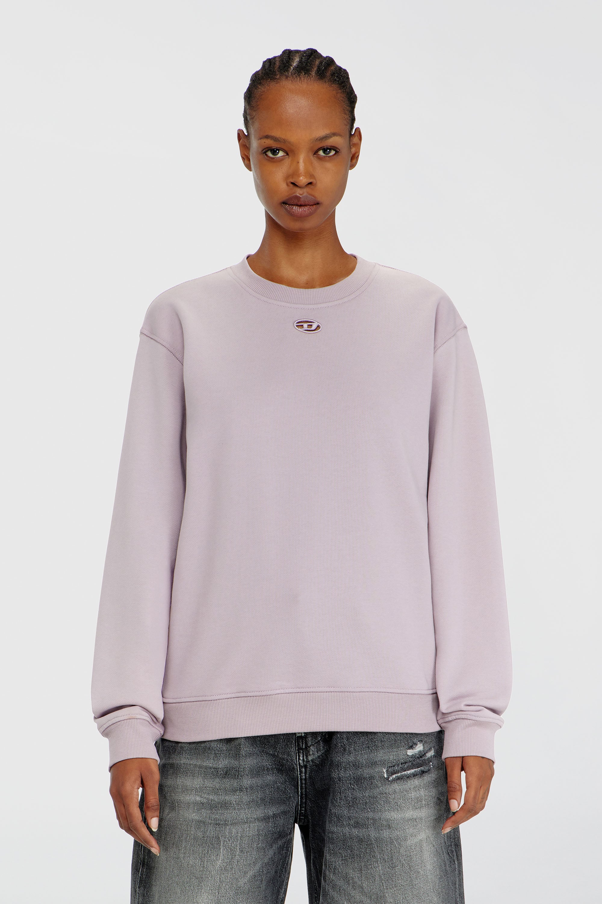 Diesel - F-NORMY-OD, Felpa in cotone con ricamo Oval D Donna in Viola - 1