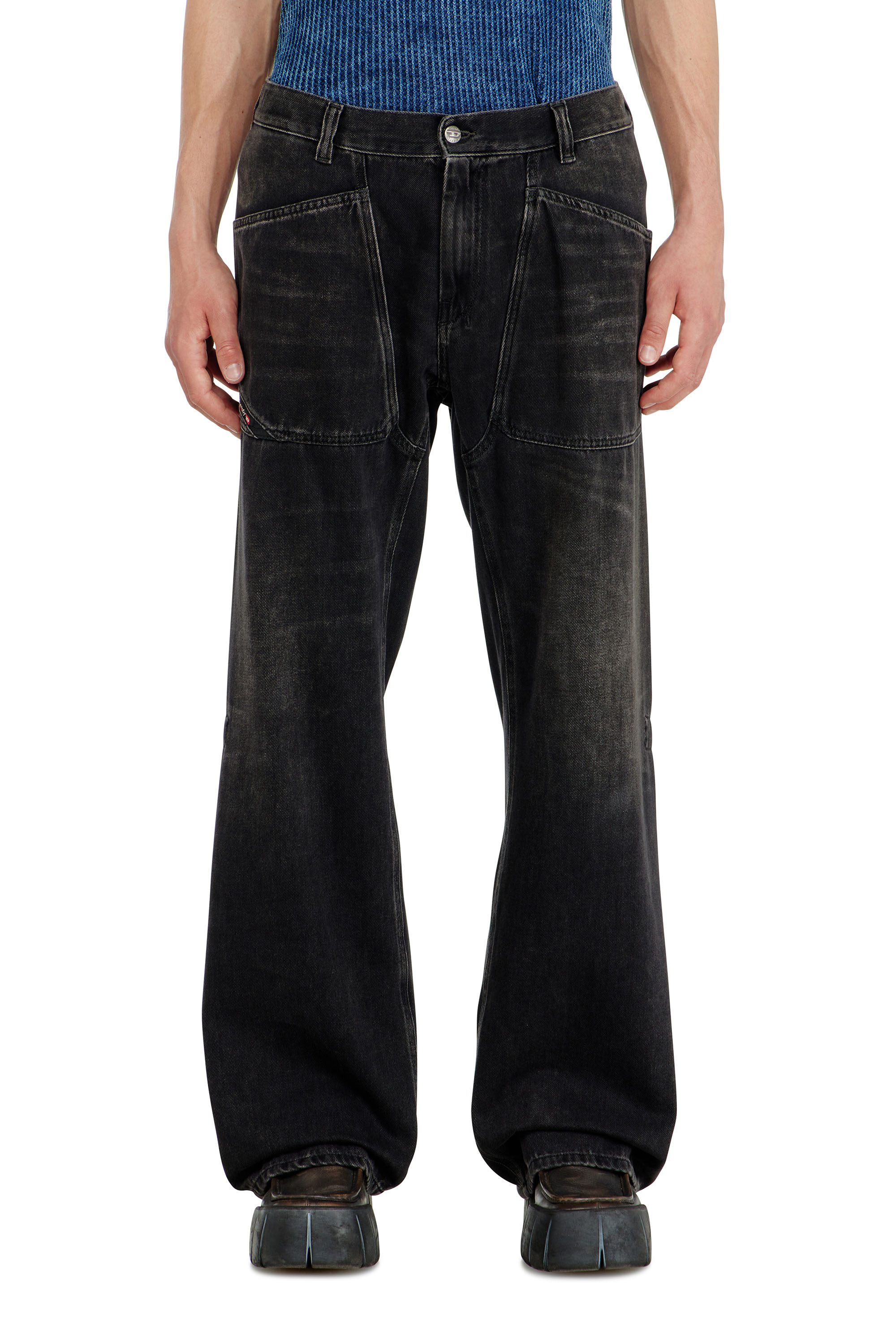 Diesel - Man's Relaxed Jeans D-Zeta 09J96, Black/Dark grey - 1