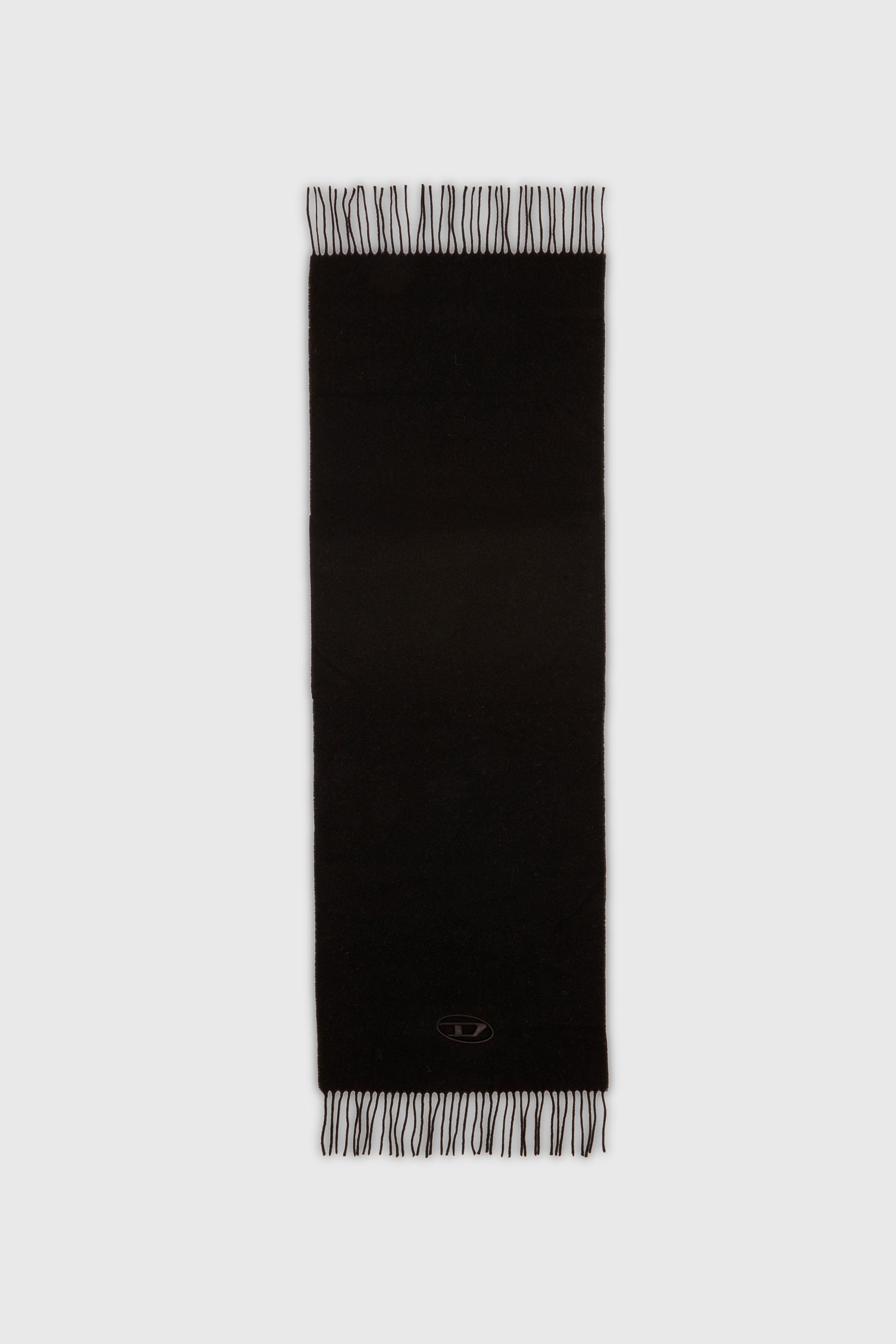 Diesel - S-IMON-D-LONG, Sciarpa in misto lana con bordi frangiati Unisex in Nero - 2