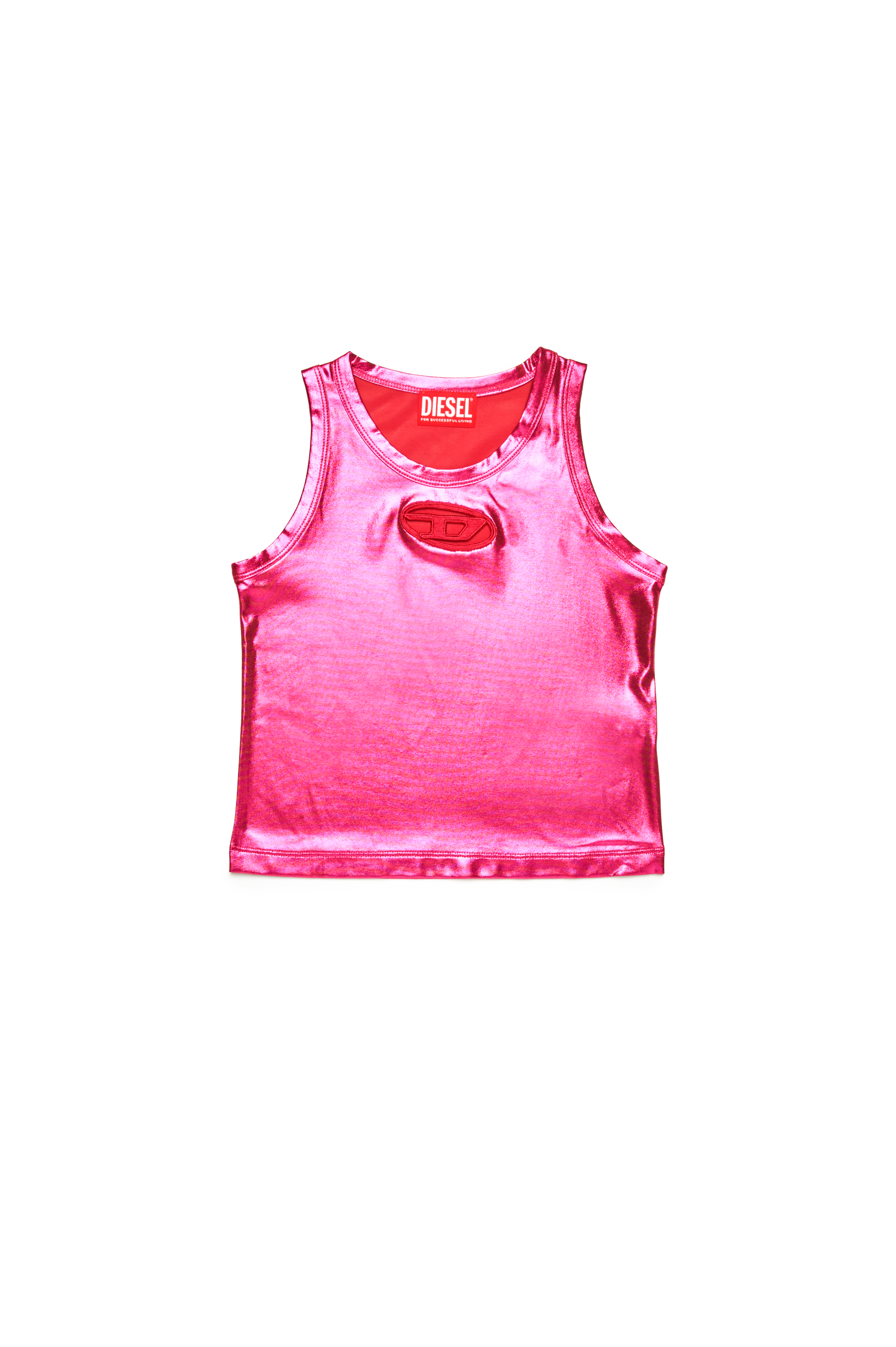 Diesel - TLYNYS, Canotta metallizzata con logo ritagliato Donna in Rosa - 1