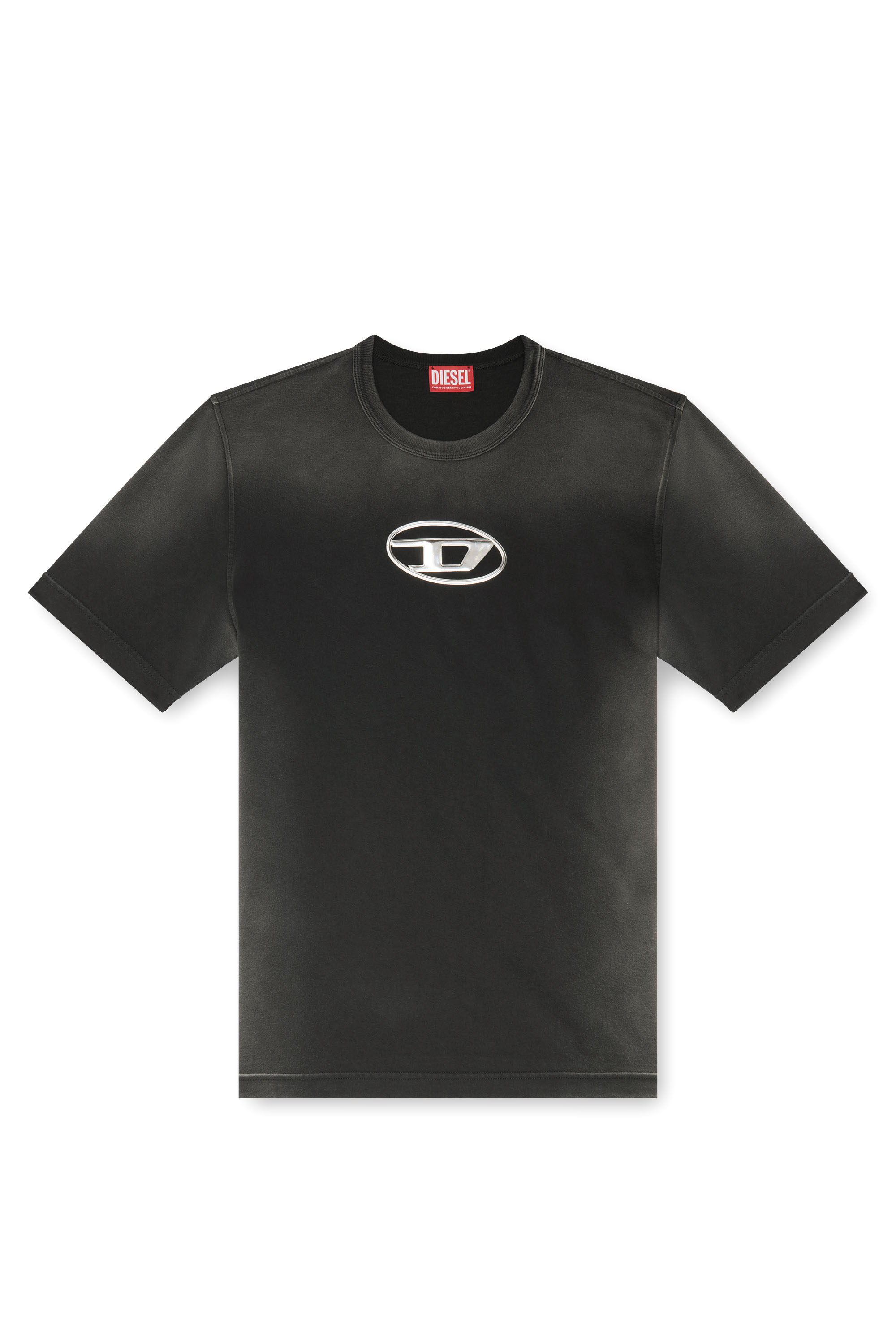 Diesel - T-ADJUST-Q8, T-shirt sfumata con Oval D cut-out Uomo in Nero - 3