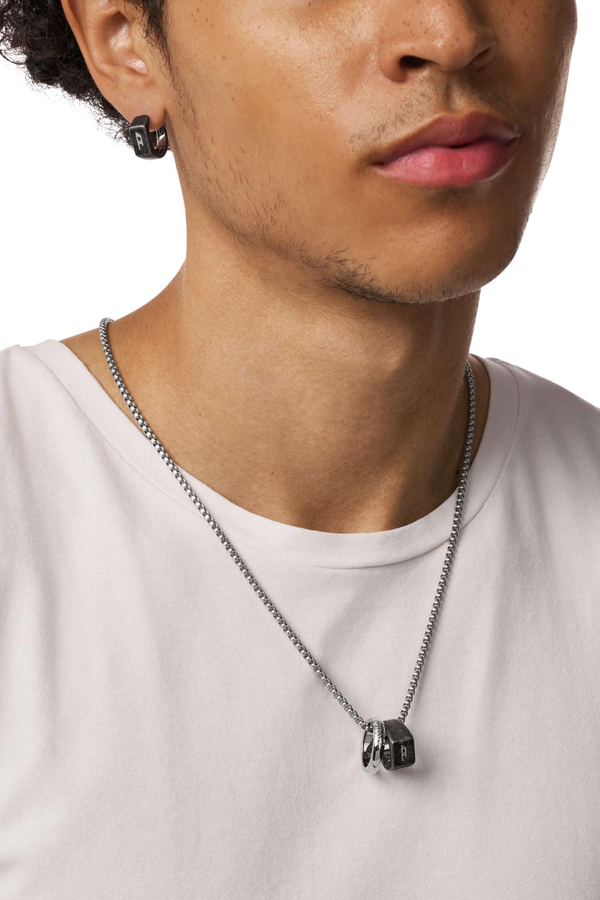 Diesel - DX1654SET JEWELLERY, Set di collana e orecchini in acciaio inossidabile Unisex in Argento - 4