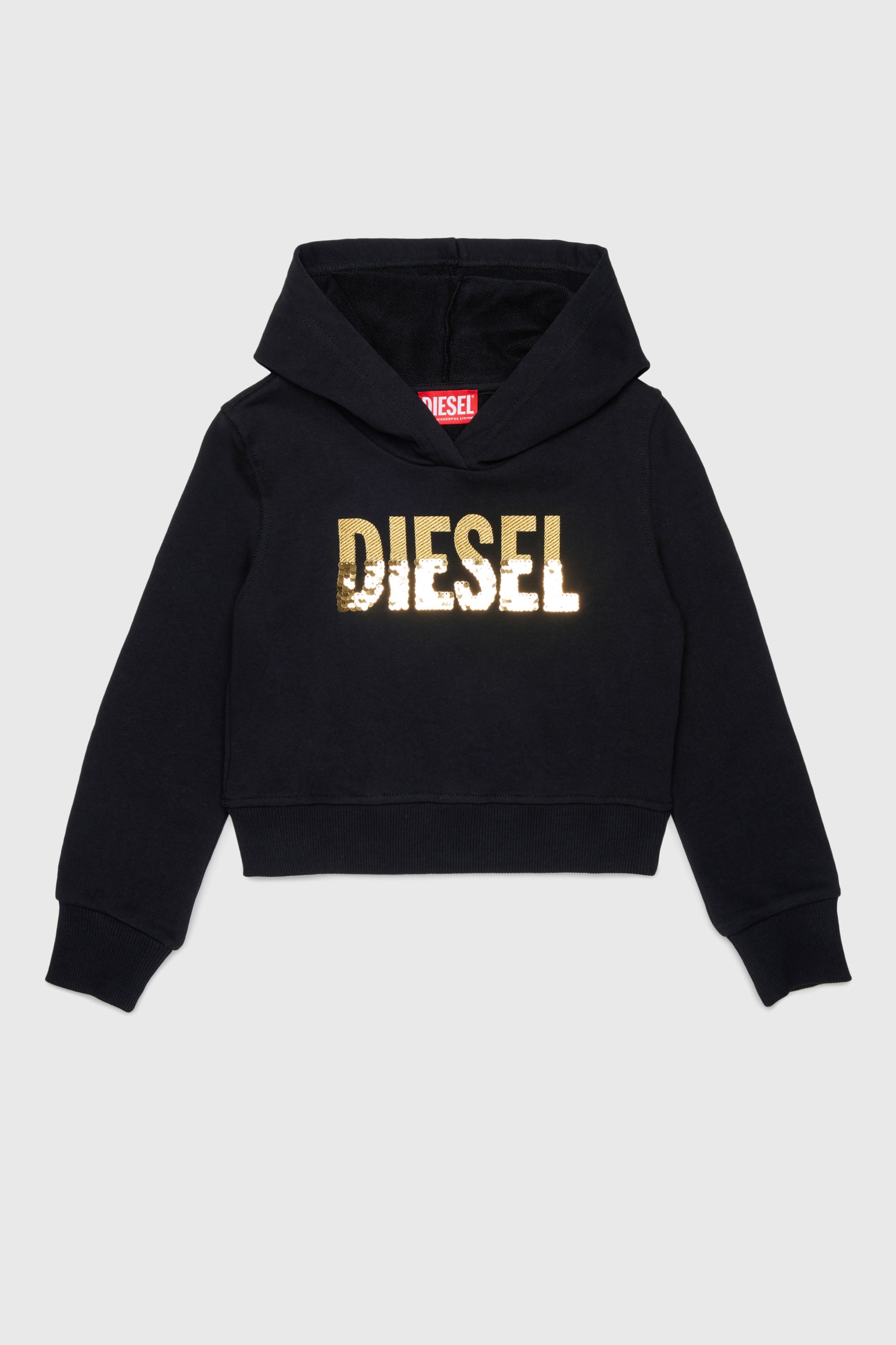 Diesel - SPALLYHOOD, Hoodie con logo in paillettes Donna in Nero - 1