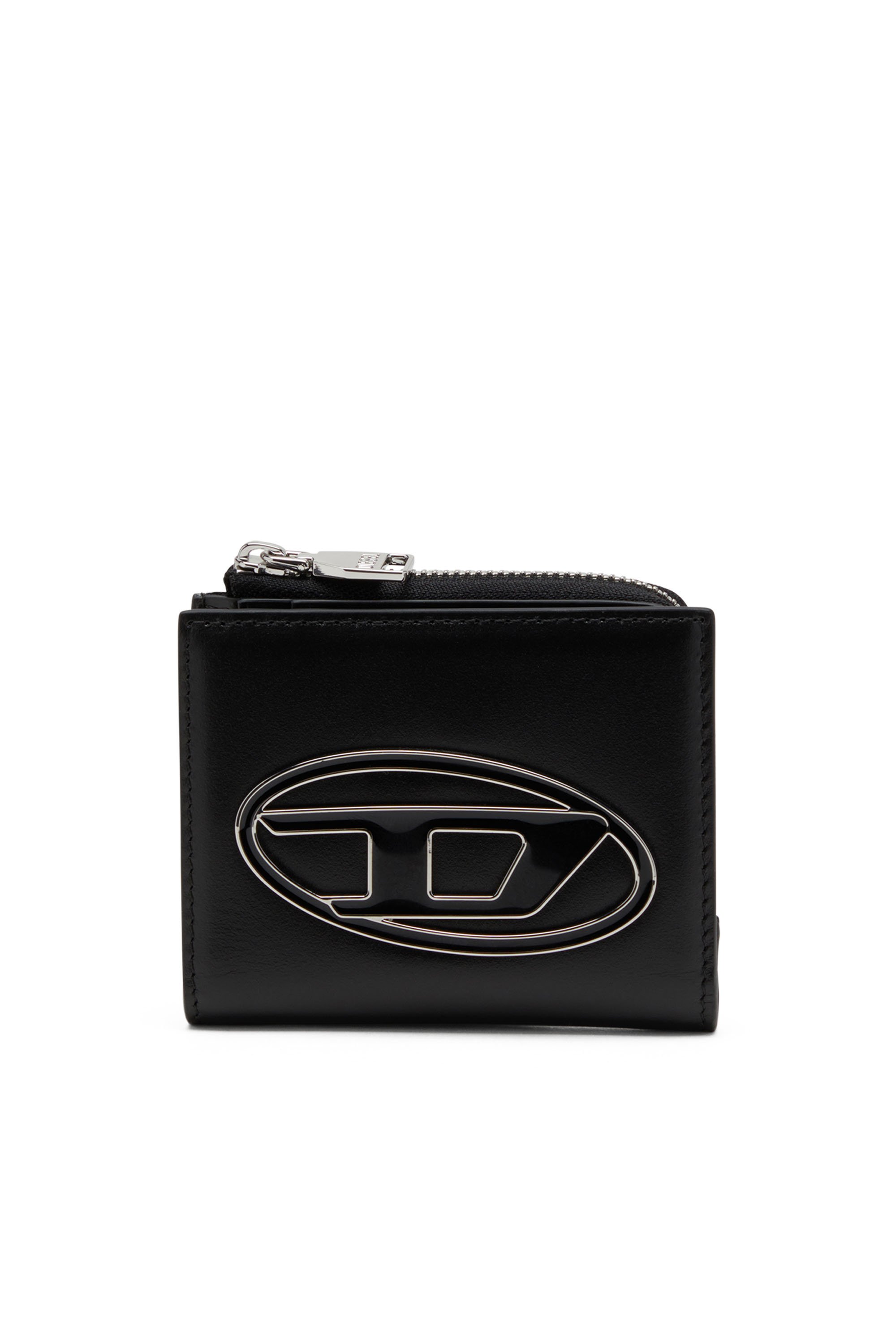 Diesel - 1DR CARD HOLDER ZIP L, Portacarte a libro in nappa Donna in Nero - 1