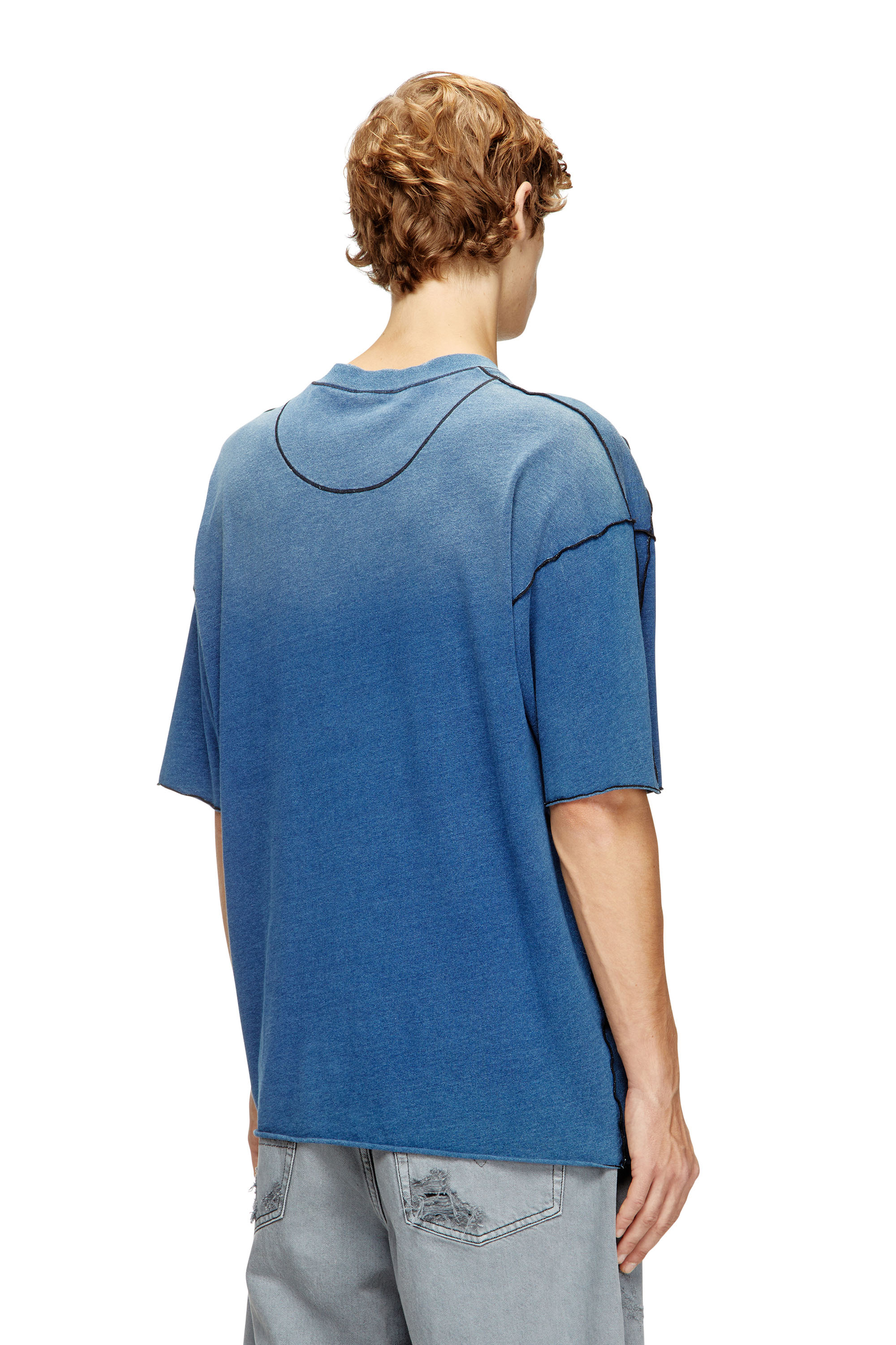 Diesel - T-CRAOXT, T-shirt in cotone con cuciture overlock a contrasto Uomo in ToBeDefined - 3