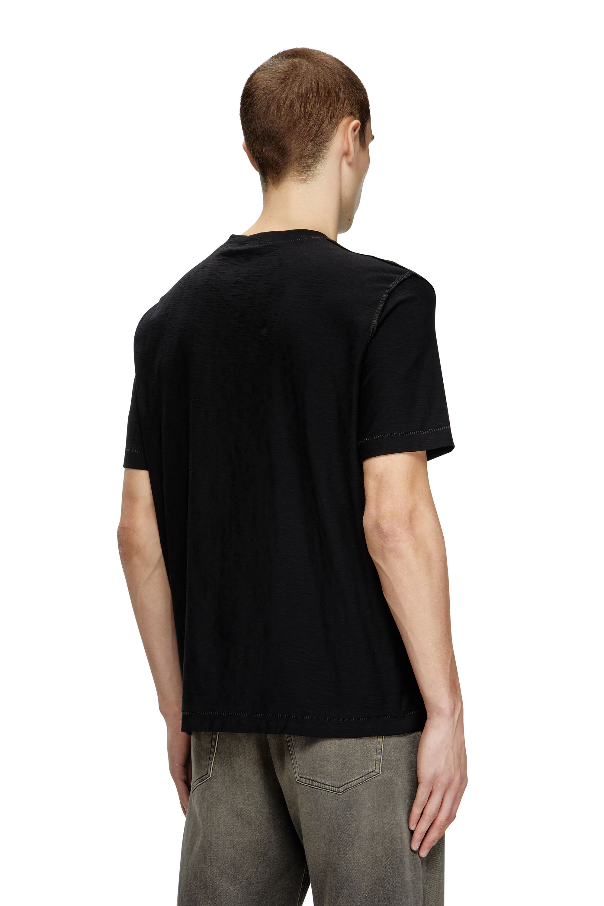 Diesel - T-ADJUST-R11, T-shirt fiammata con logo floccato Uomo in Nero - 4