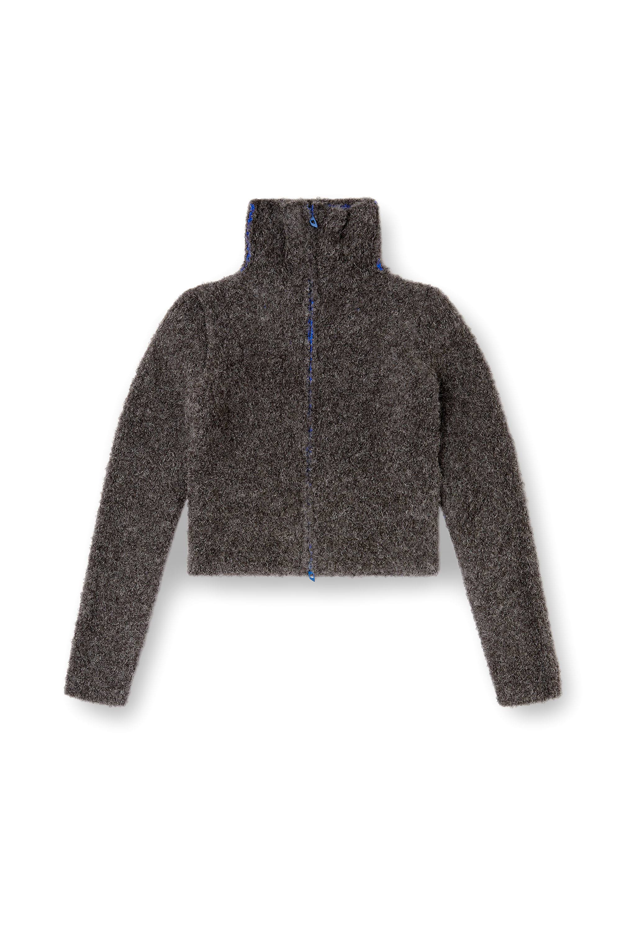 Diesel - M-ELEONERE, Cardigan con zip e interno a contrasto Donna in Grigio - 3