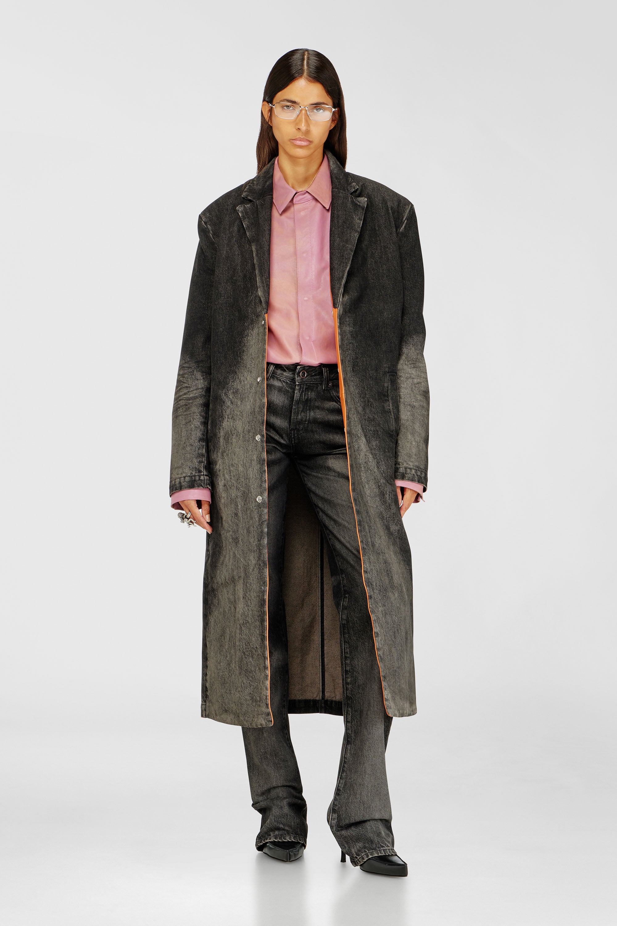 Diesel - D-IANCH-FSJ, Cappotto lungo in denim effetto dirty Unisex in Nero - 1
