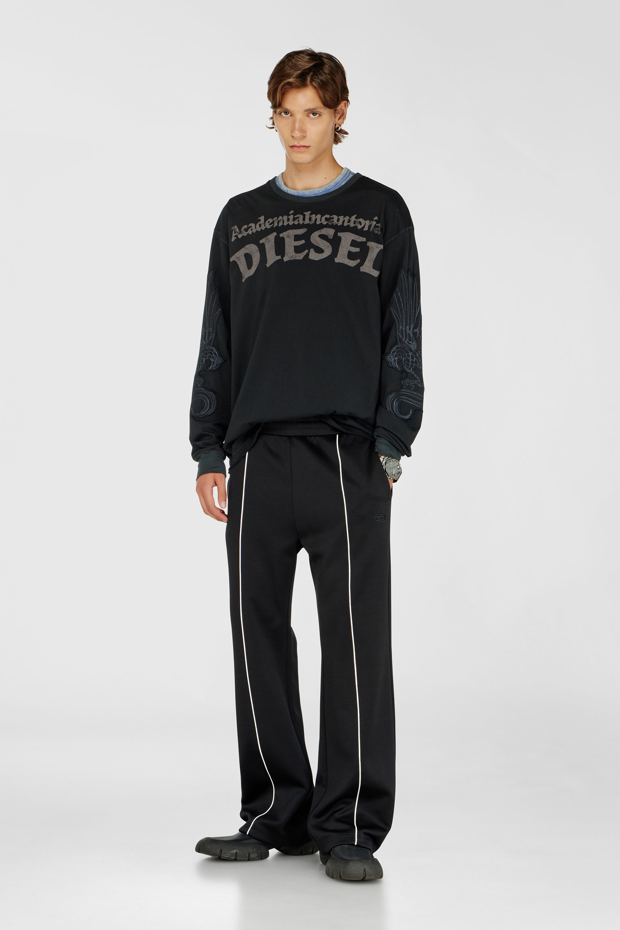 Diesel - P-LOCKING-DO, Pantaloni con profili a contrasto Uomo in Nero - 1