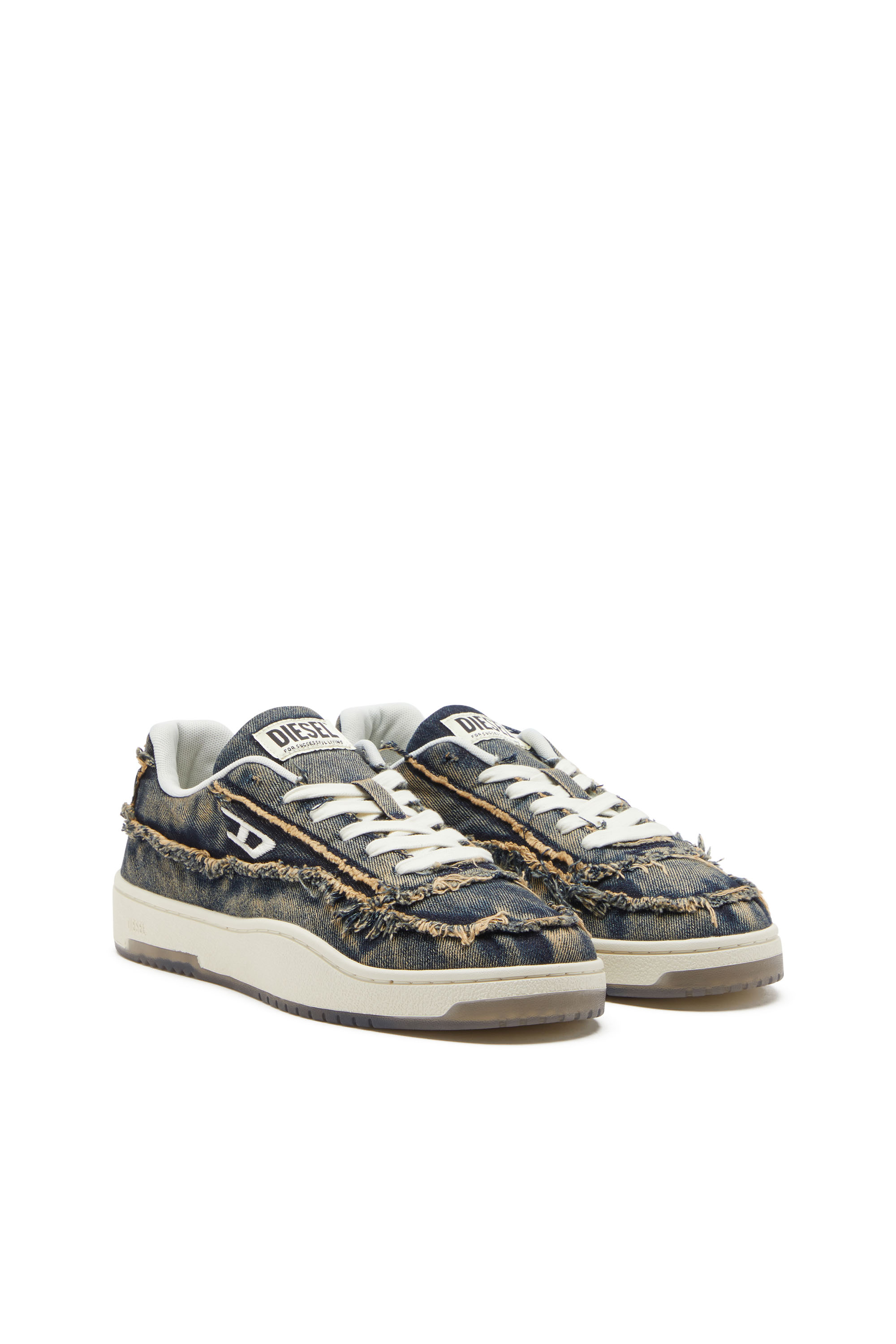 Diesel - S-TRACKER-D LOW, S-Tracker-D-Sneaker in denim sfrangiato e suola trasprarente Uomo in Blu - 3