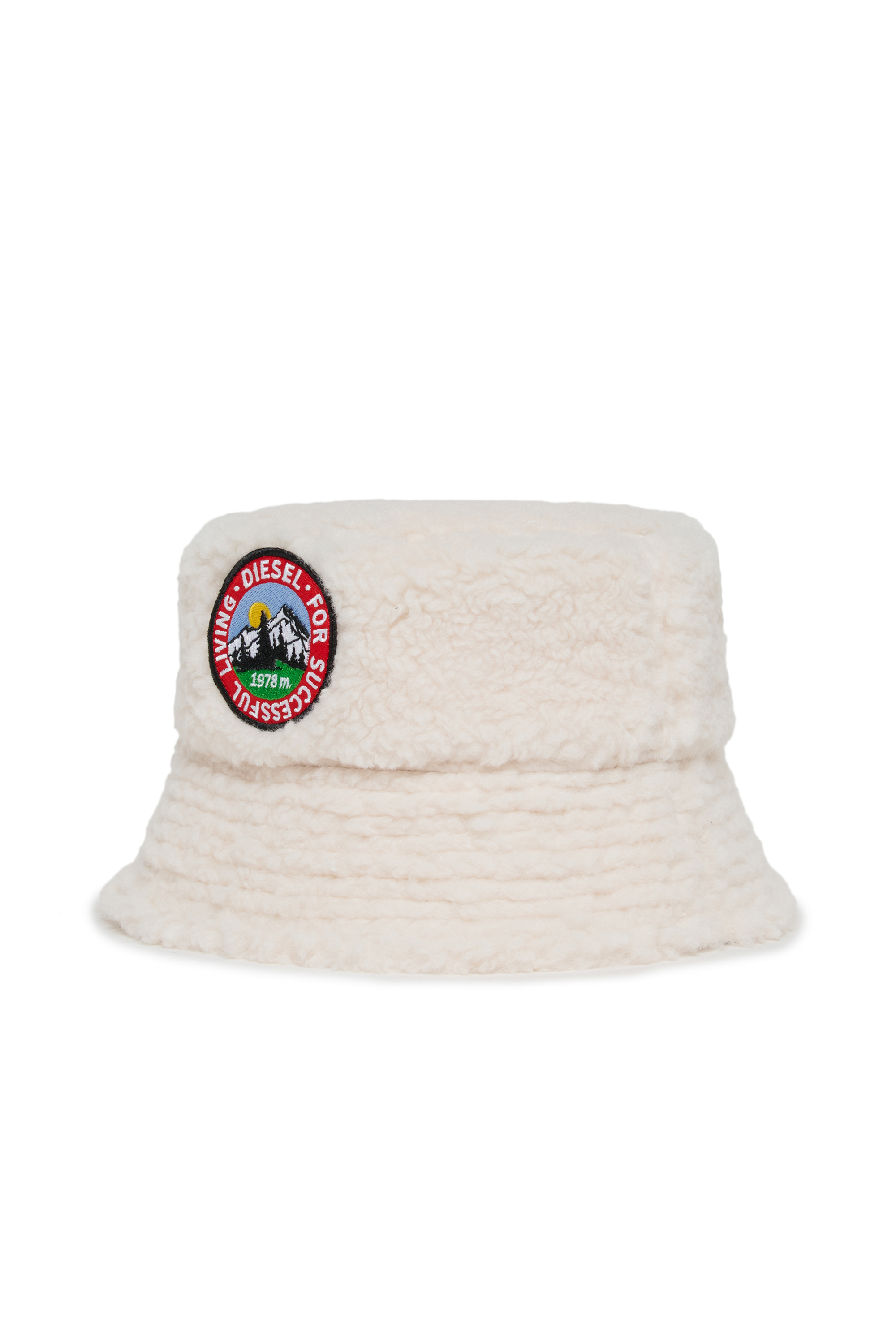 Diesel - FBONT, Cappello bucket in tessuto pile morbido Unisex in Bianco - 1