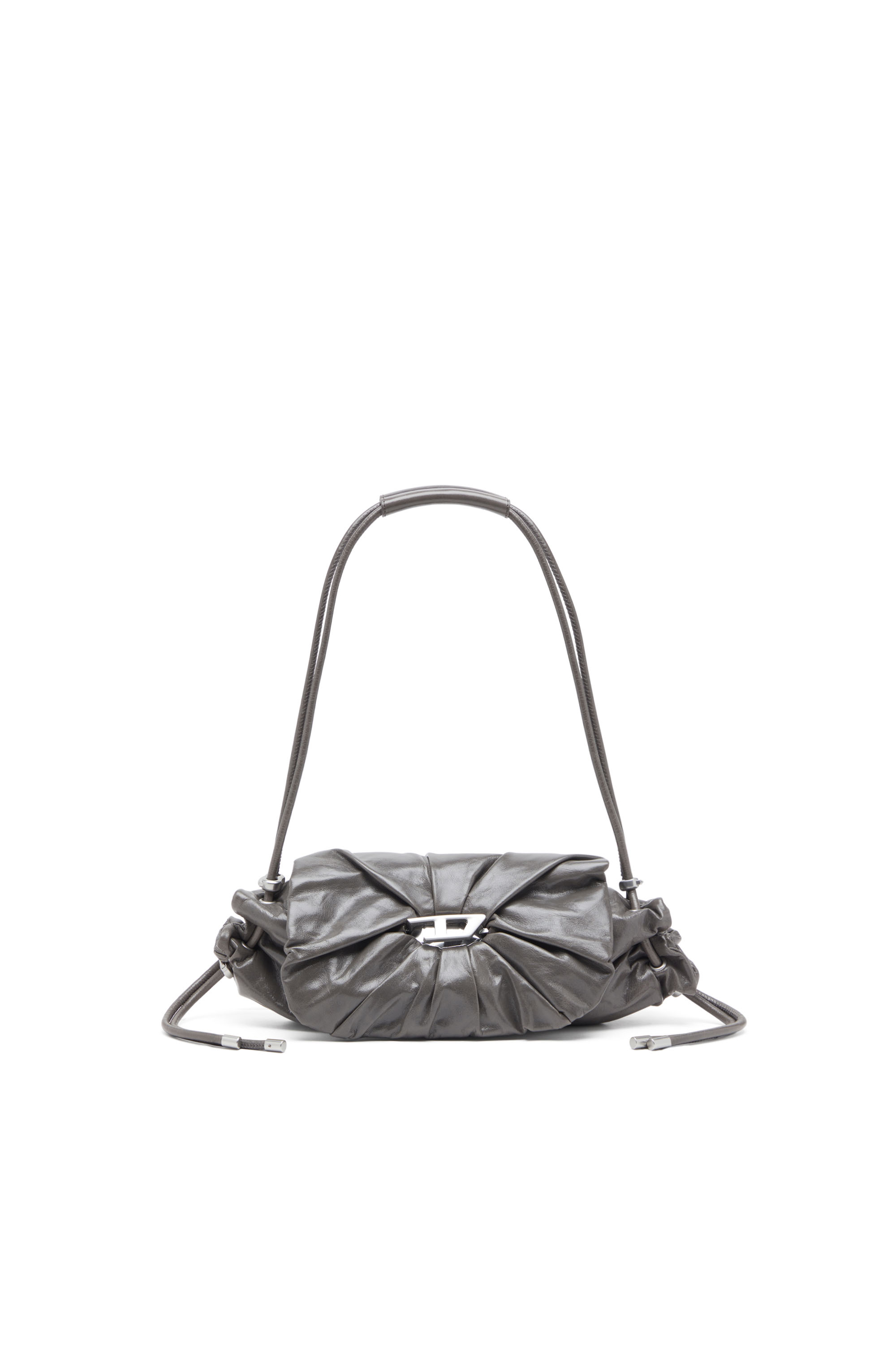 Diesel - SCRUNCH-D SHOULDER S, Borsa a spalla in pelle arricciata Donna in Grigio - 1