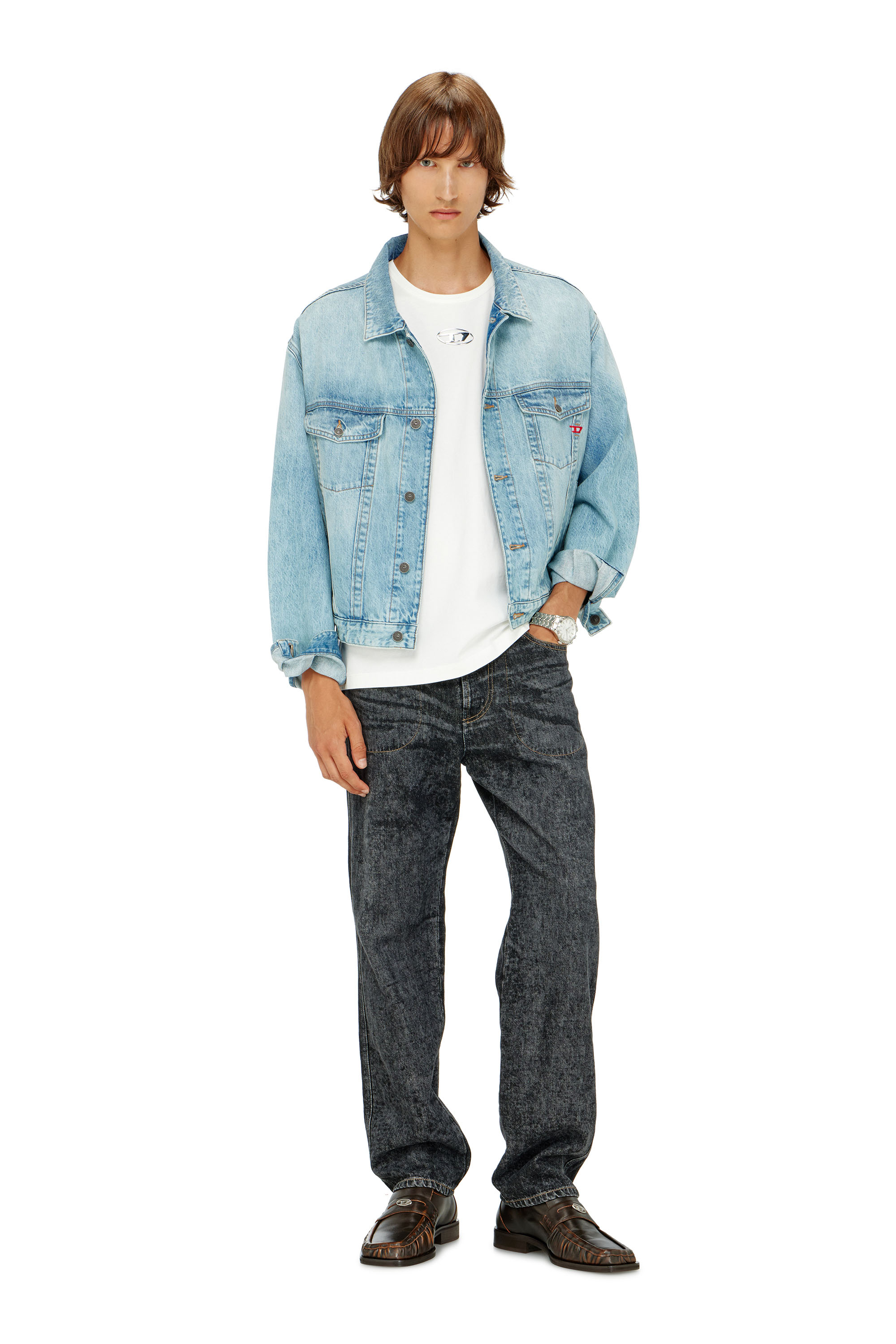 Diesel - T-NORM-IOD, T-shirt in cotone leggero con logo Oval D metallizzato Uomo in Bianco - 2