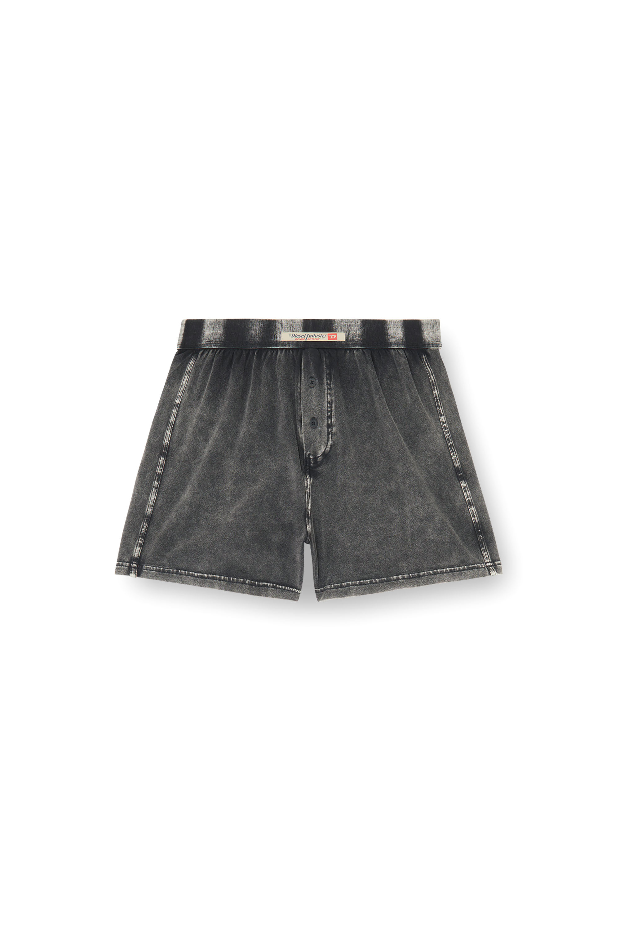 Diesel - STARPER-EL-DNM, Boxer lungo in cotone effetto denim Uomo in Grigio - 3