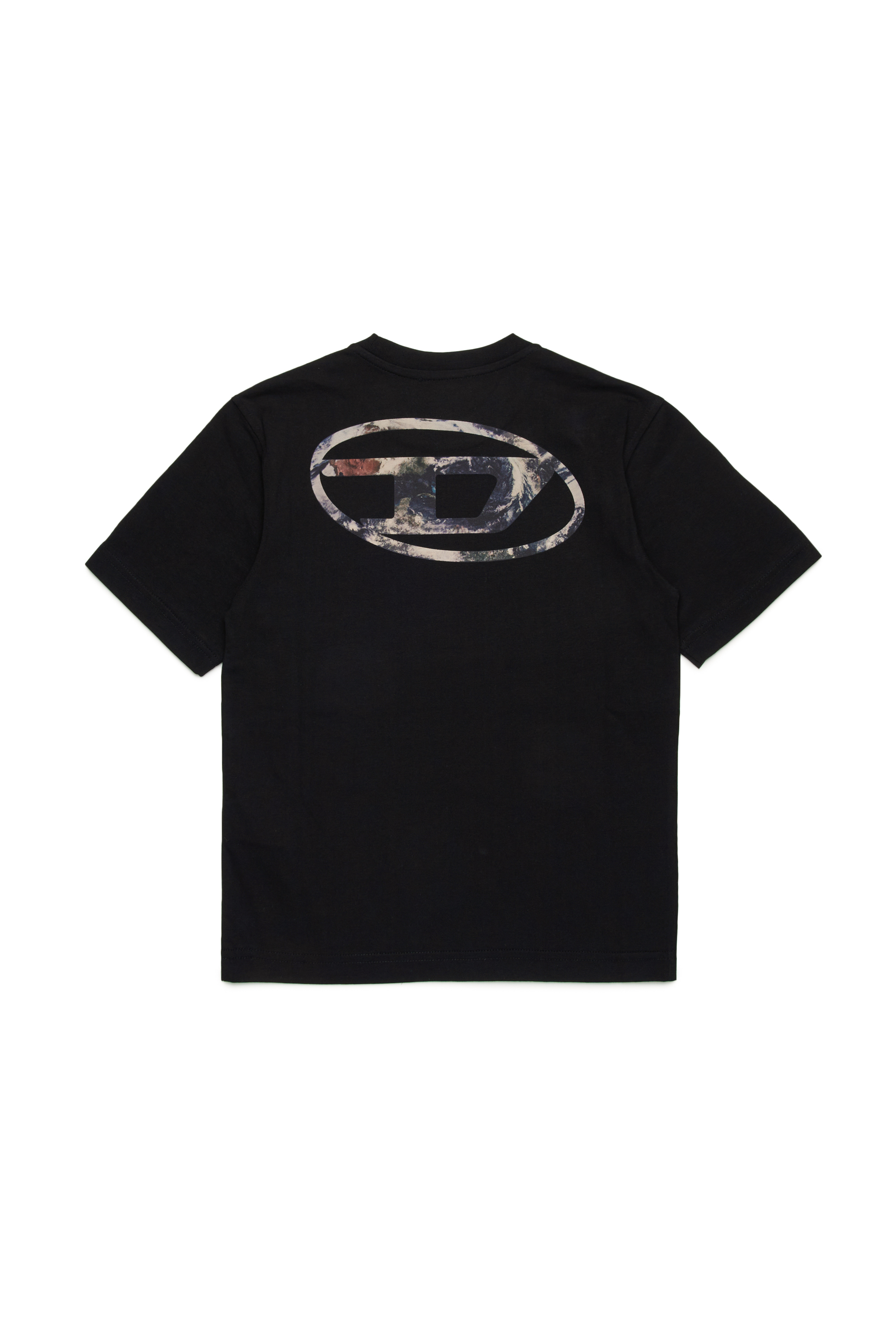 Diesel - TWASHL6 OVER, Uomo T-shirt con logo ovale effetto marmorizzato in Nero - Image 2