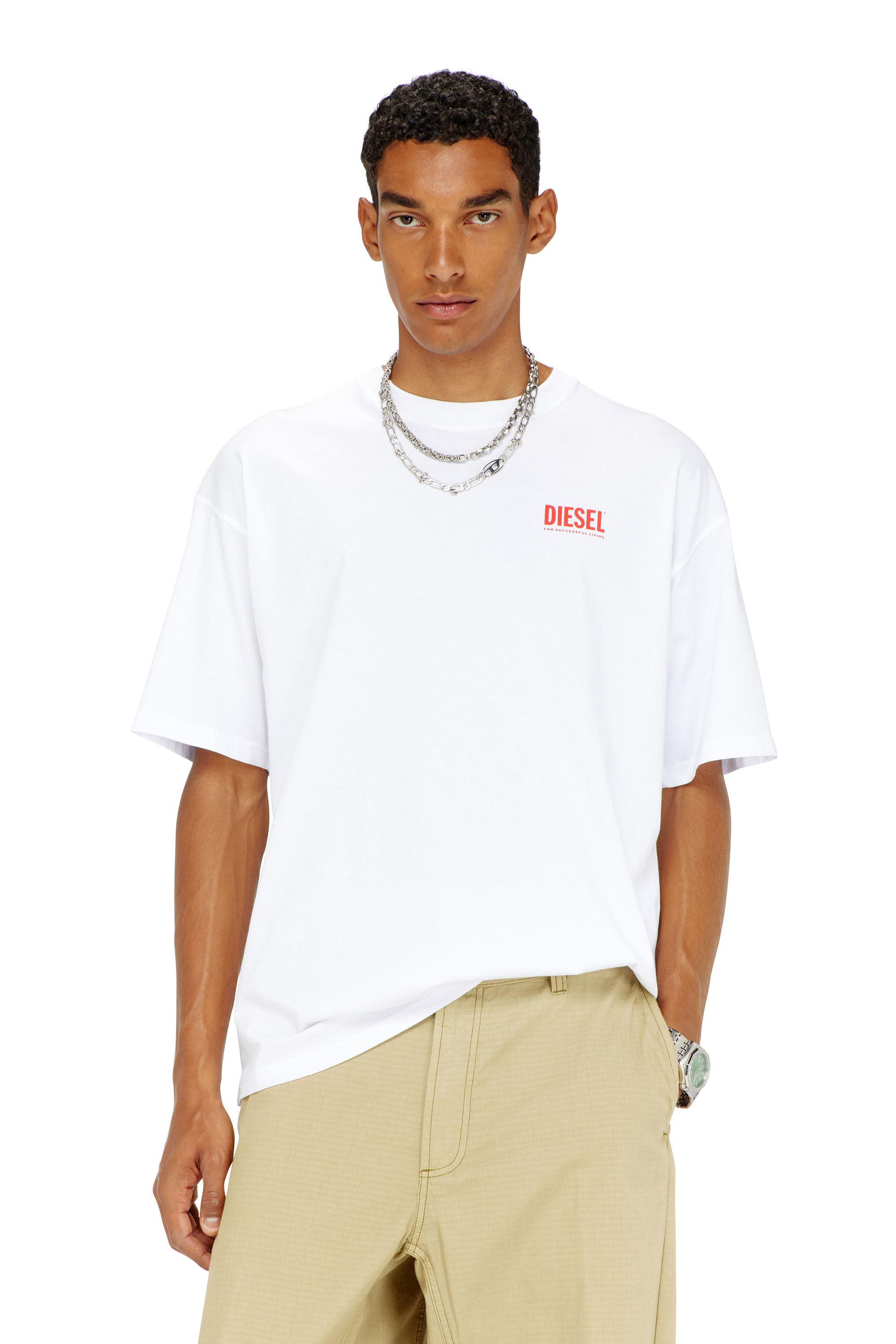 Diesel - T-BOXT-BISK, T-shirt in cotone con stampa Diesel Biscotto Uomo in Bianco - 1