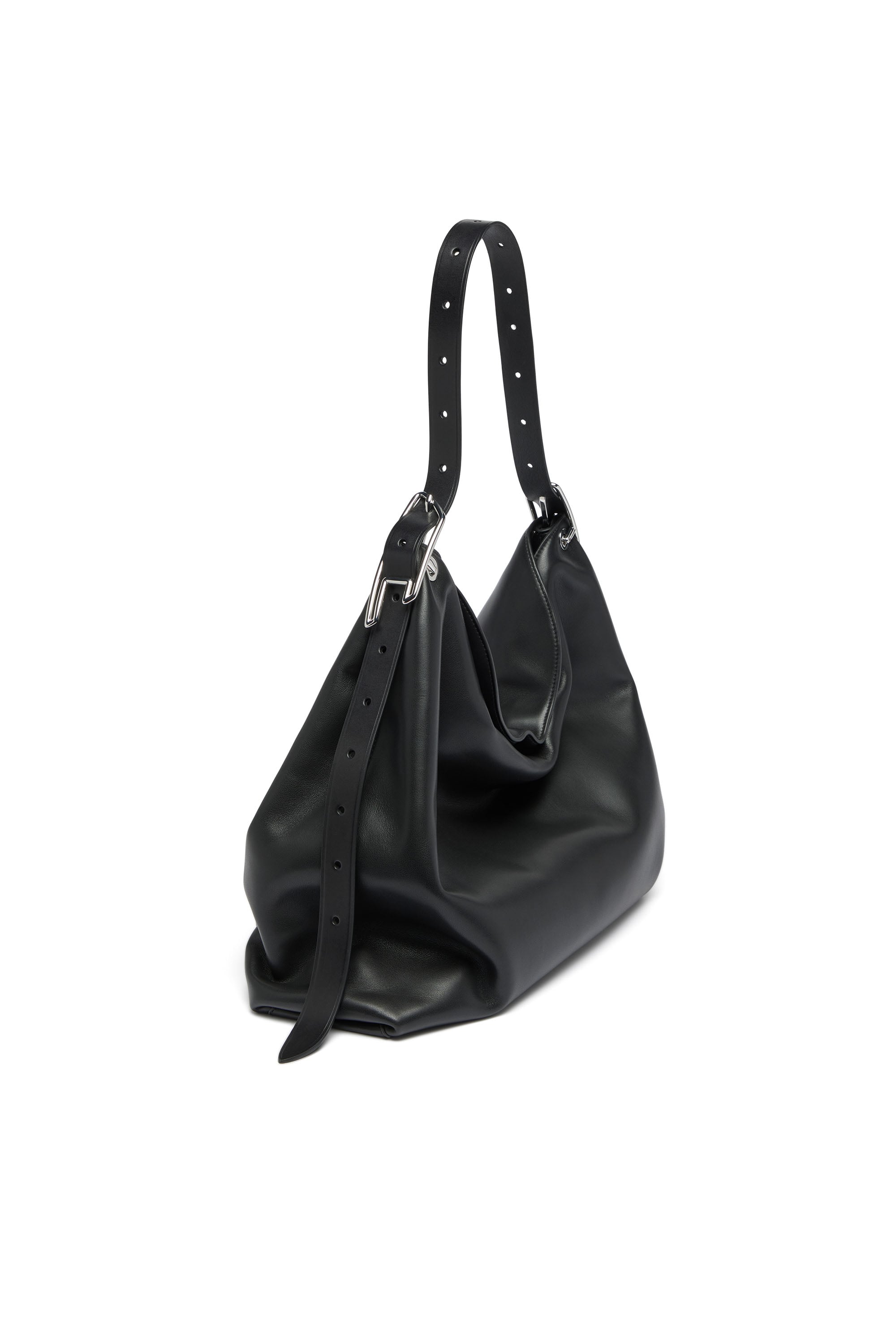Diesel - D-LINE HOBO L, D-Line-Borsa hobo in pelle Donna in Nero - 2