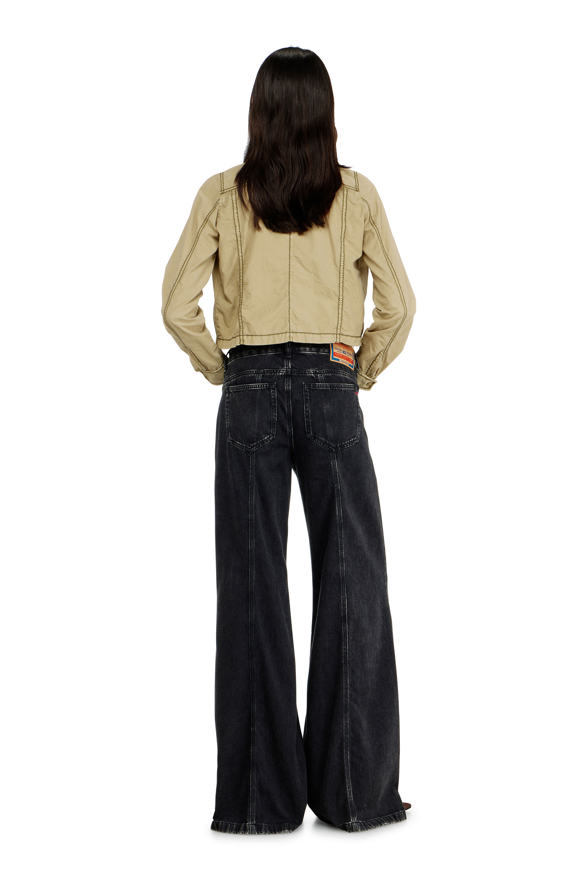 Diesel - Flare Jeans D-Akii 068HN Donna, Nero/Grigio scuro - Image 3