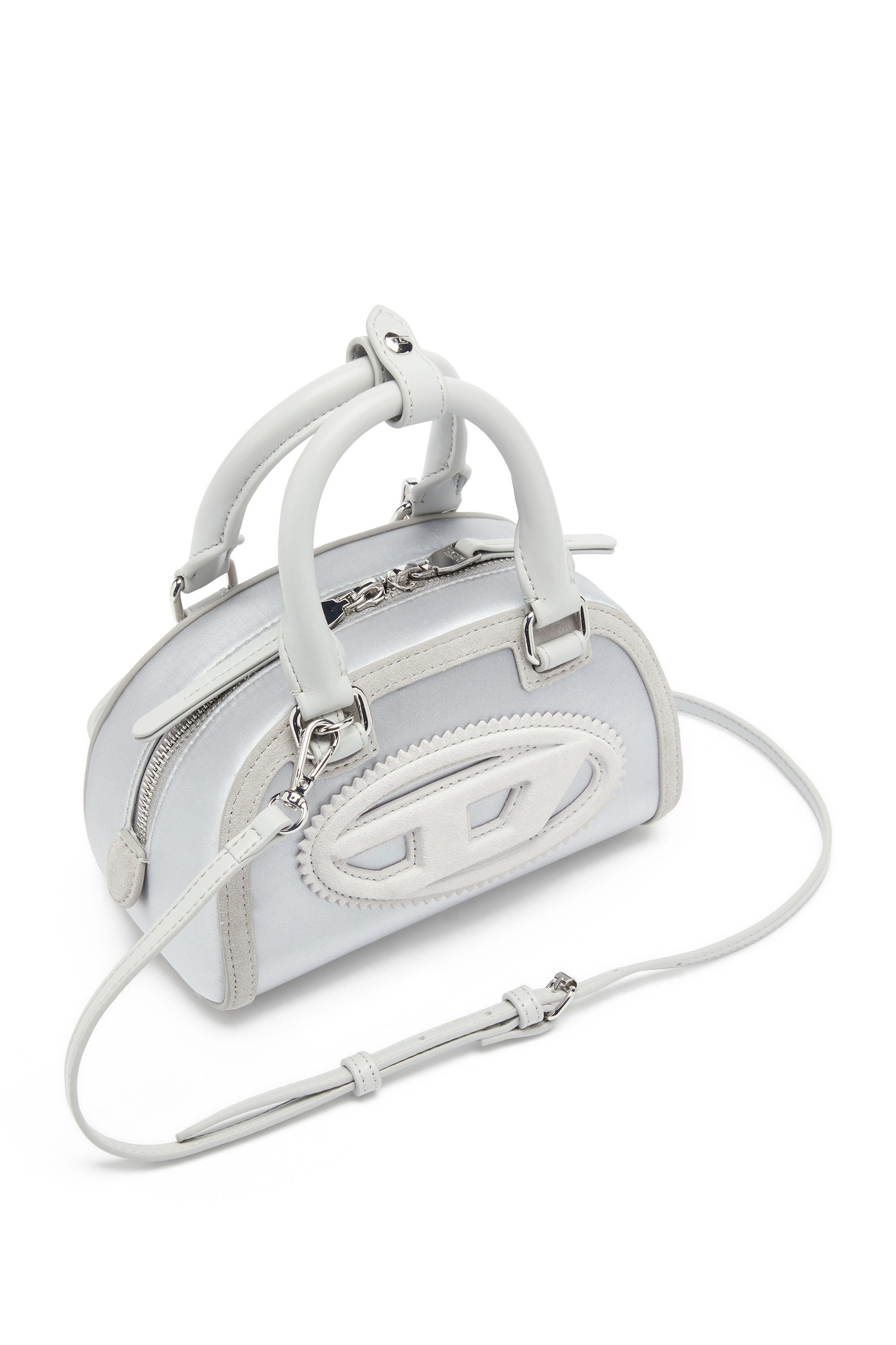 Diesel - 1DR DOME CROSSBODY, 1DR Dome - Borsa bowling mini in raso e scamosciato Donna in Argento - 6