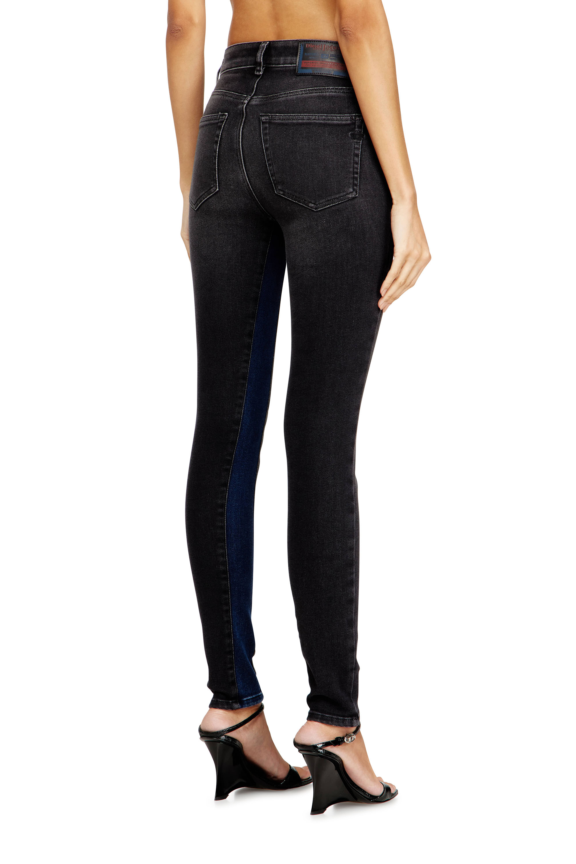 Diesel - Skinny Jeans 2017 Slandy 09N14 Donna, Nero/Grigio scuro - Image 3