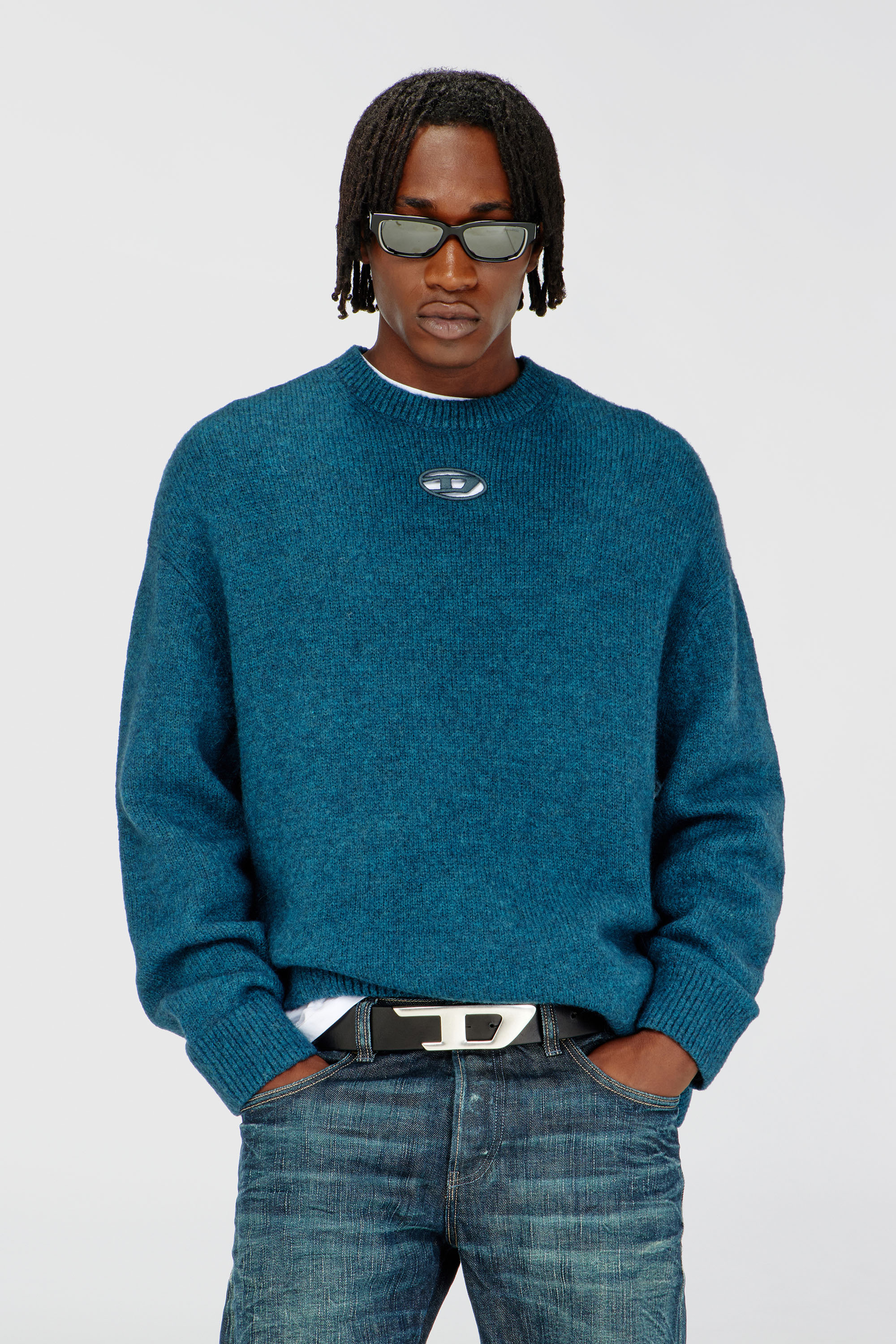 Diesel - K-AREESO, Maglia in misto lana e alpaca Uomo in Verde - 1