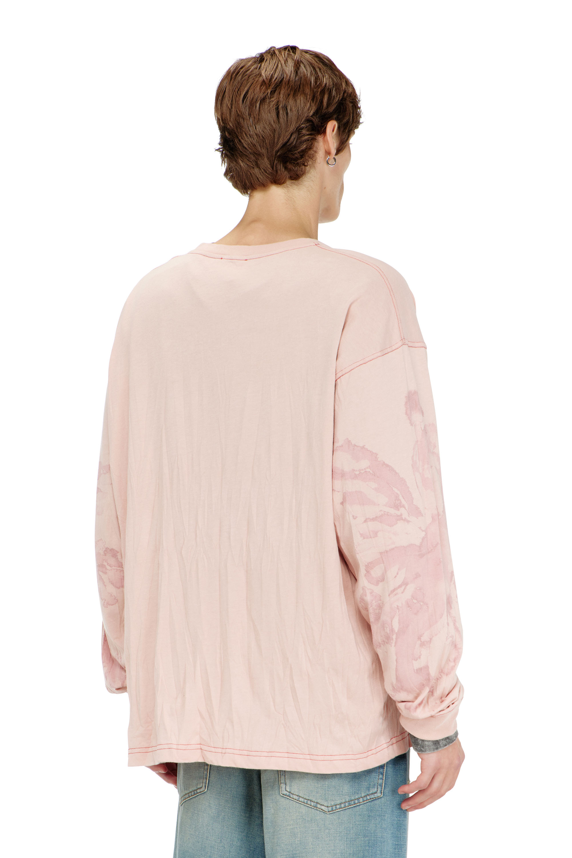 Diesel - T-BOXT-LS-AA4, T-shirt relaxed a manica lunga con stampa macchiata Uomo in Rosa - 4