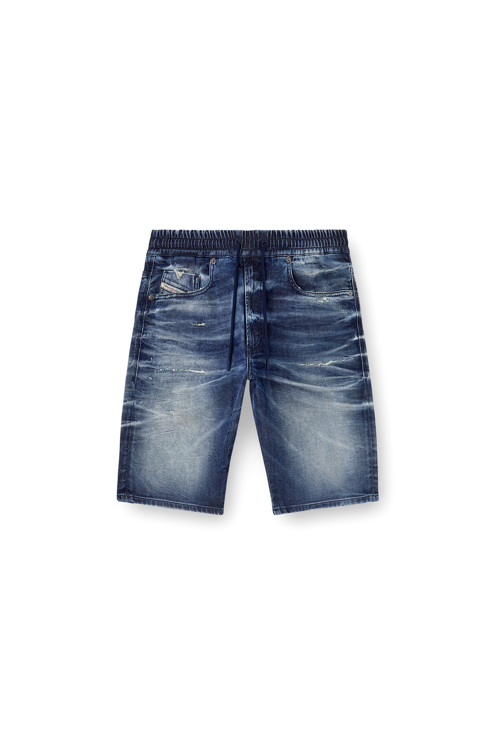 Diesel - 2033 D-KROOLEY-SHORT JOGG, Shorts slim fit in JoggJeans trattato Uomo in Blu - 4