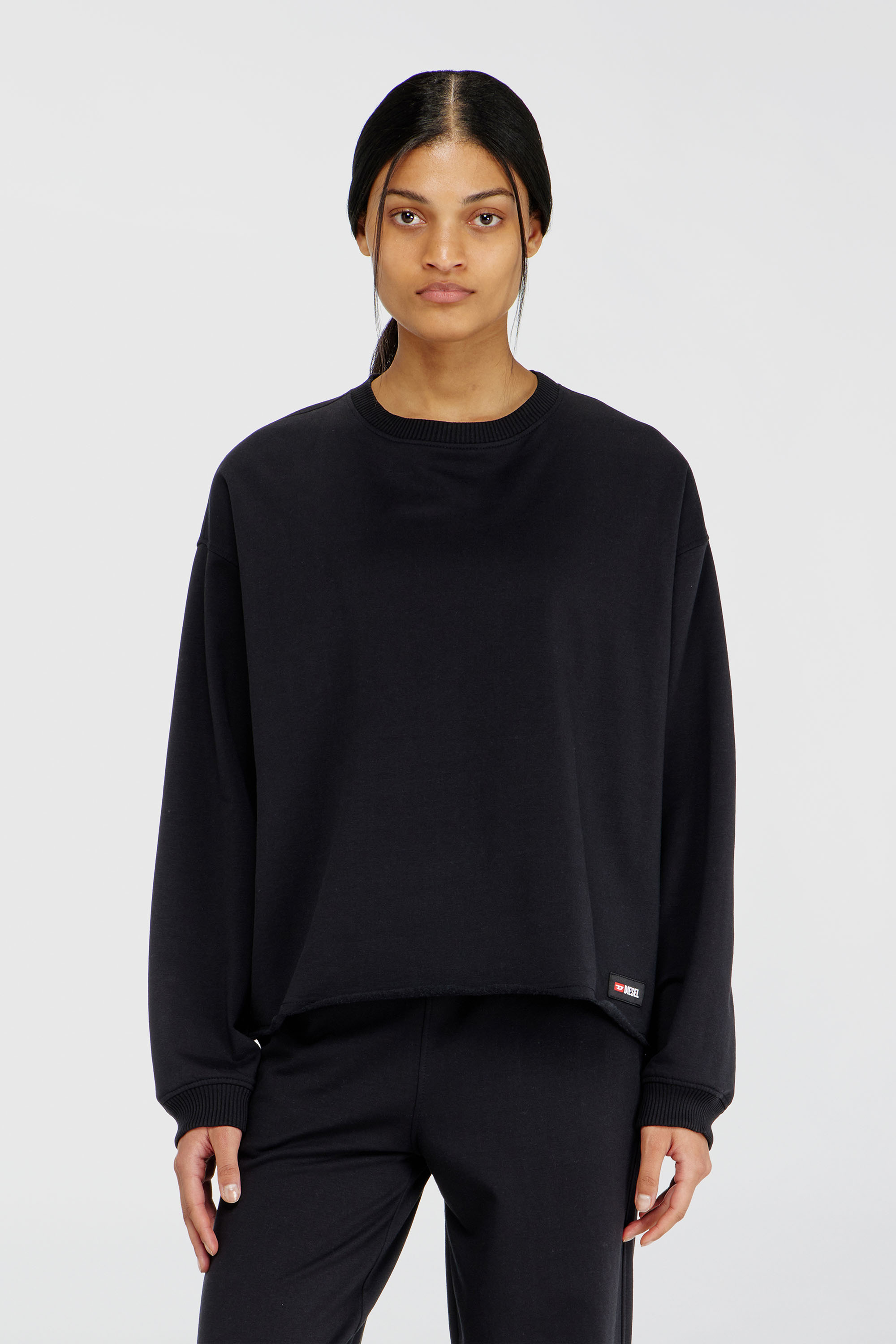 Diesel - PATRICIA-D-CORE, Felpa smerigliata con orlo vivo Donna in Nero - 3