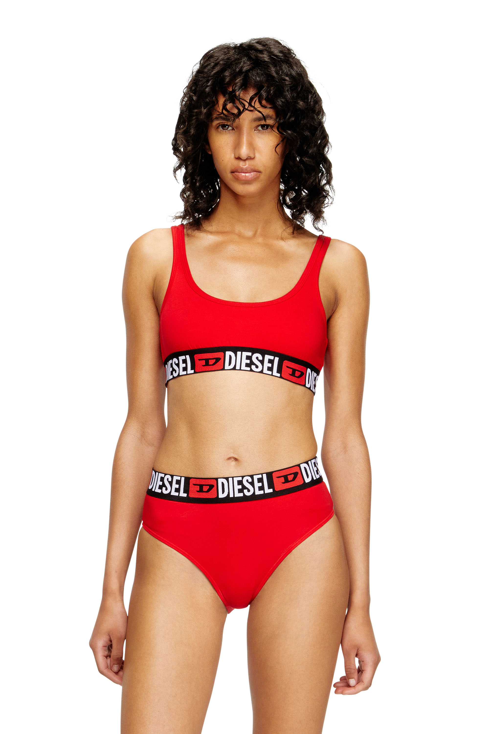 Diesel - UFSB-ORIBA, Bralette con fascia logata Donna in Rosso - 1