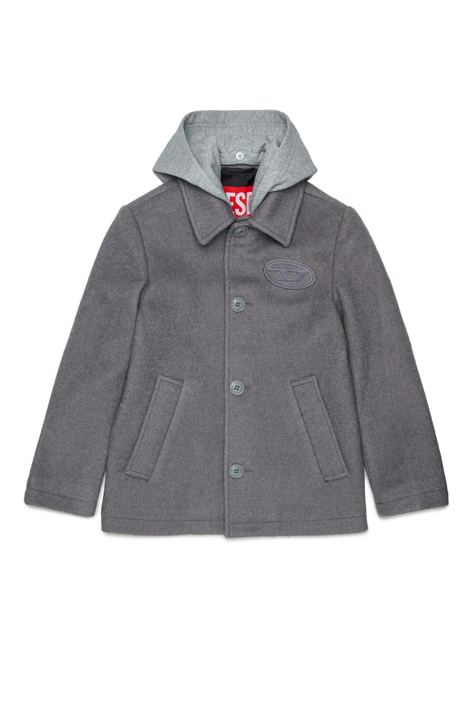 Diesel - JASTONEOUT, Cappotto in misto lana con cappuccio rimovibile Uomo in Grigio - 1
