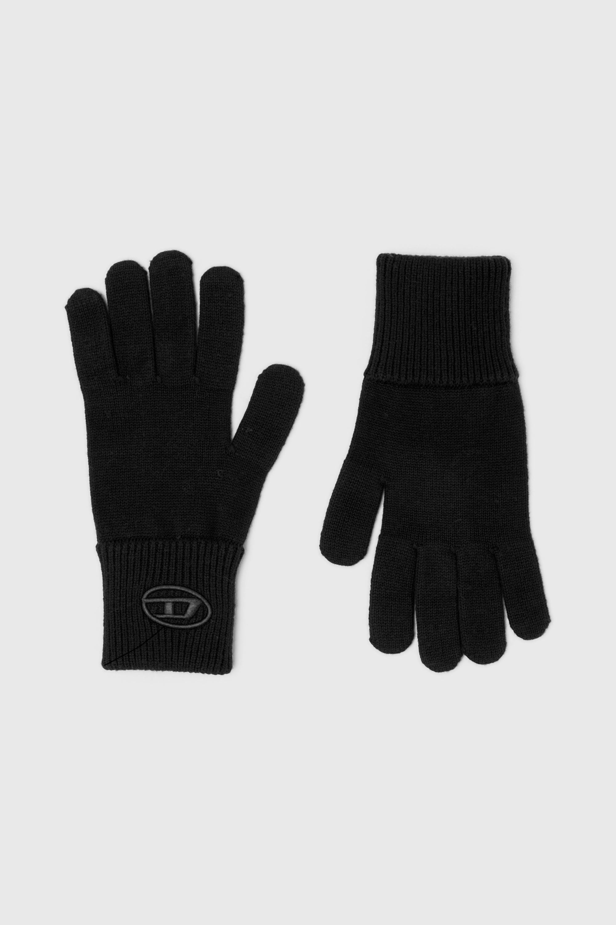 Diesel - K-CODY-A, Guanti in misto lana con logo ricamato Unisex in Nero - 1