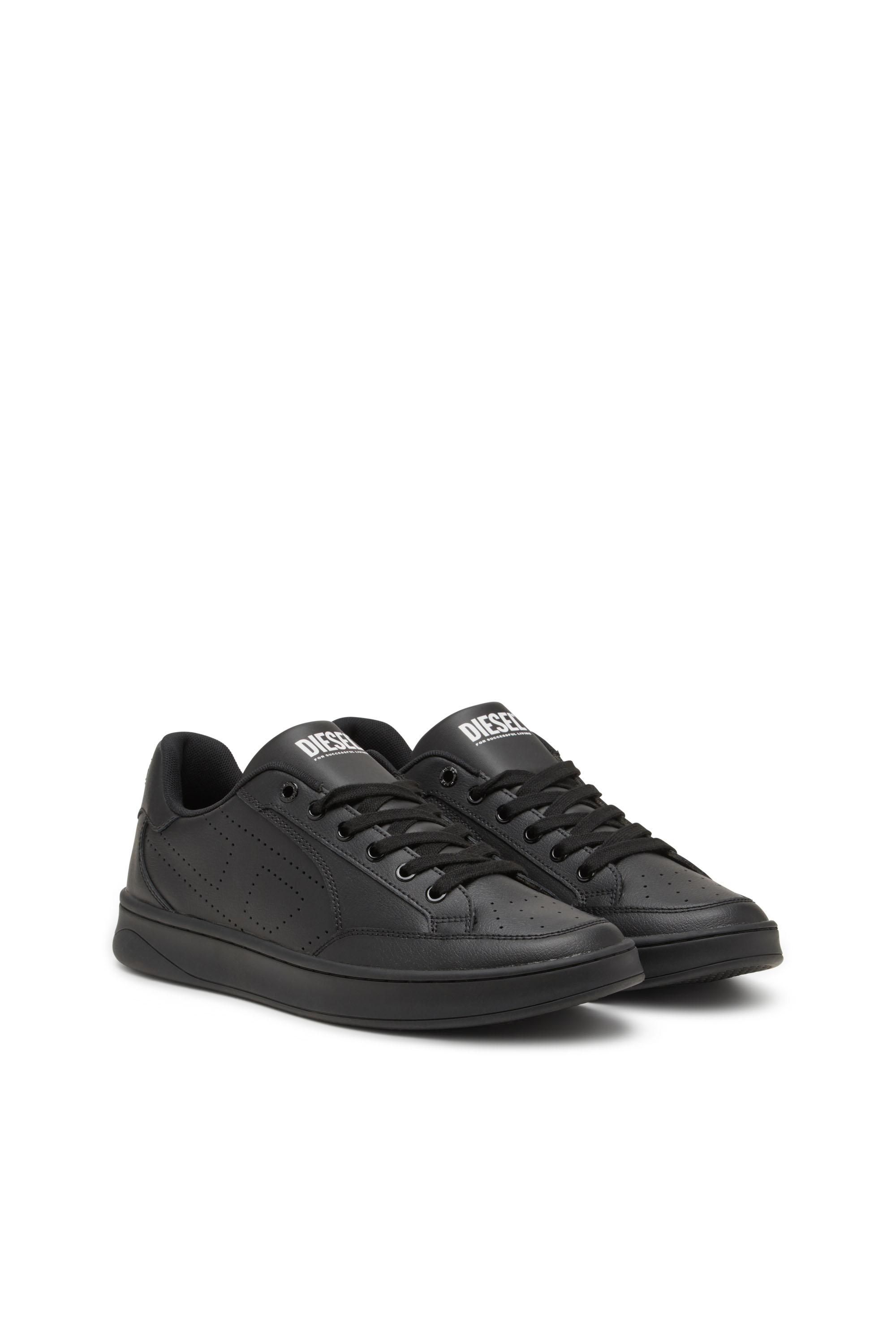 Diesel - S-DAKOTA LOW, S-Dakota-Sneaker in pelle con logo perforato Uomo in Nero - 2