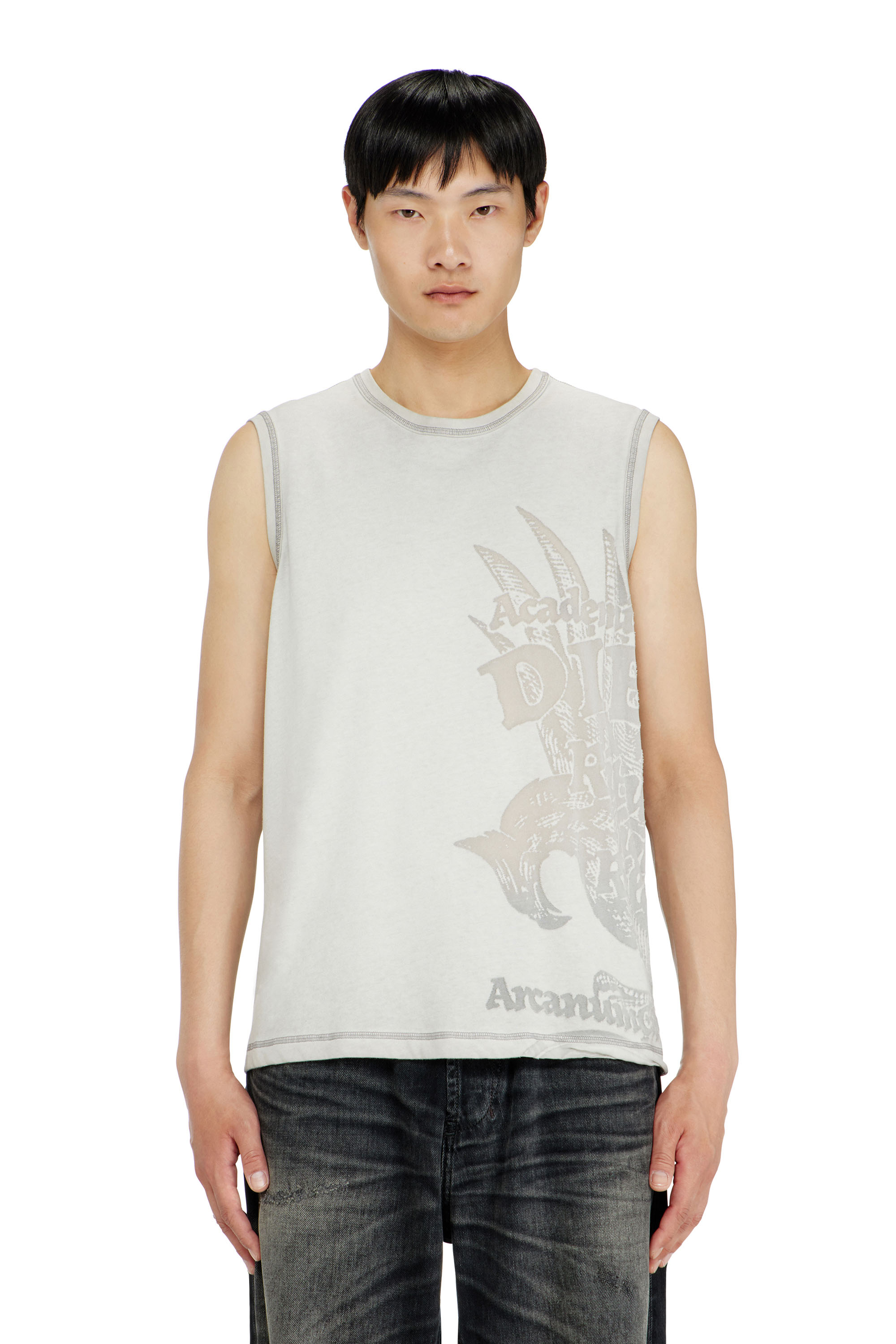 Diesel - T-RAWBISCO, Top smanicato con grafiche in rilievo Uomo in Grigio - 3
