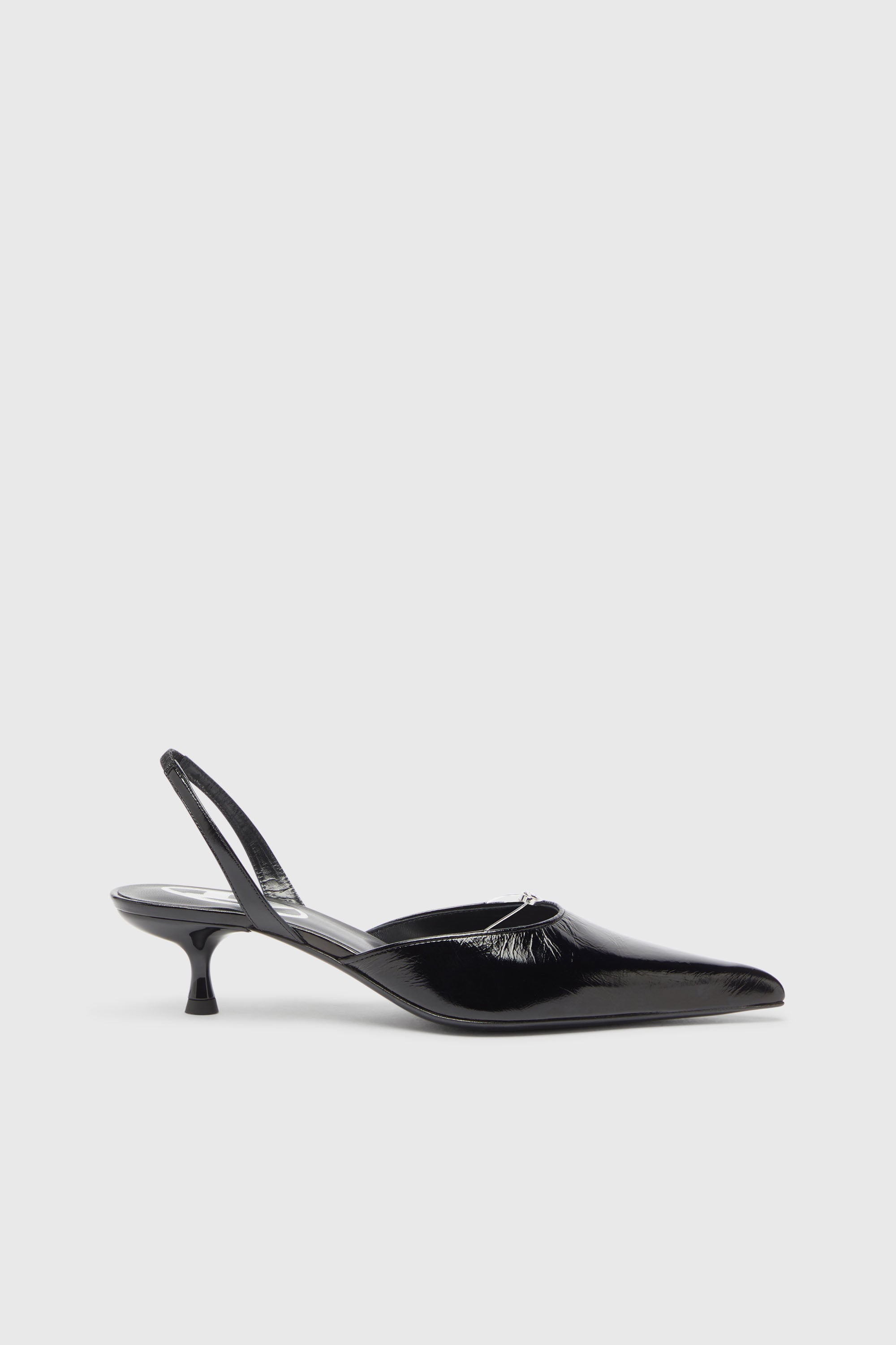 Diesel - D-JEWELS 40 D'OR, D-Jewels - Slingback in pelle con gioiello Oval D Donna in Nero - 1