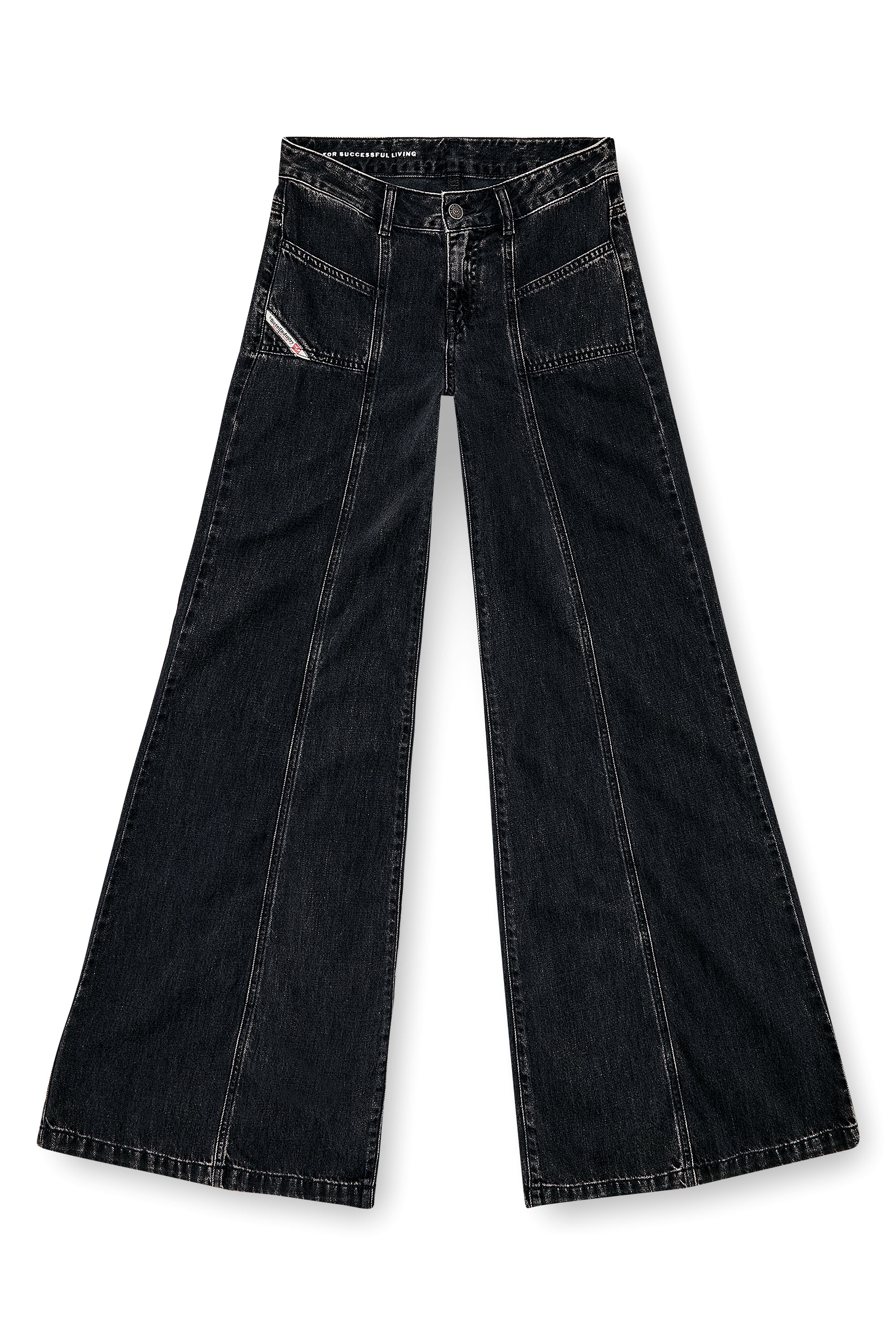 Diesel - Flare Jeans D-Akii 068HN Donna, Nero/Grigio scuro - Image 6