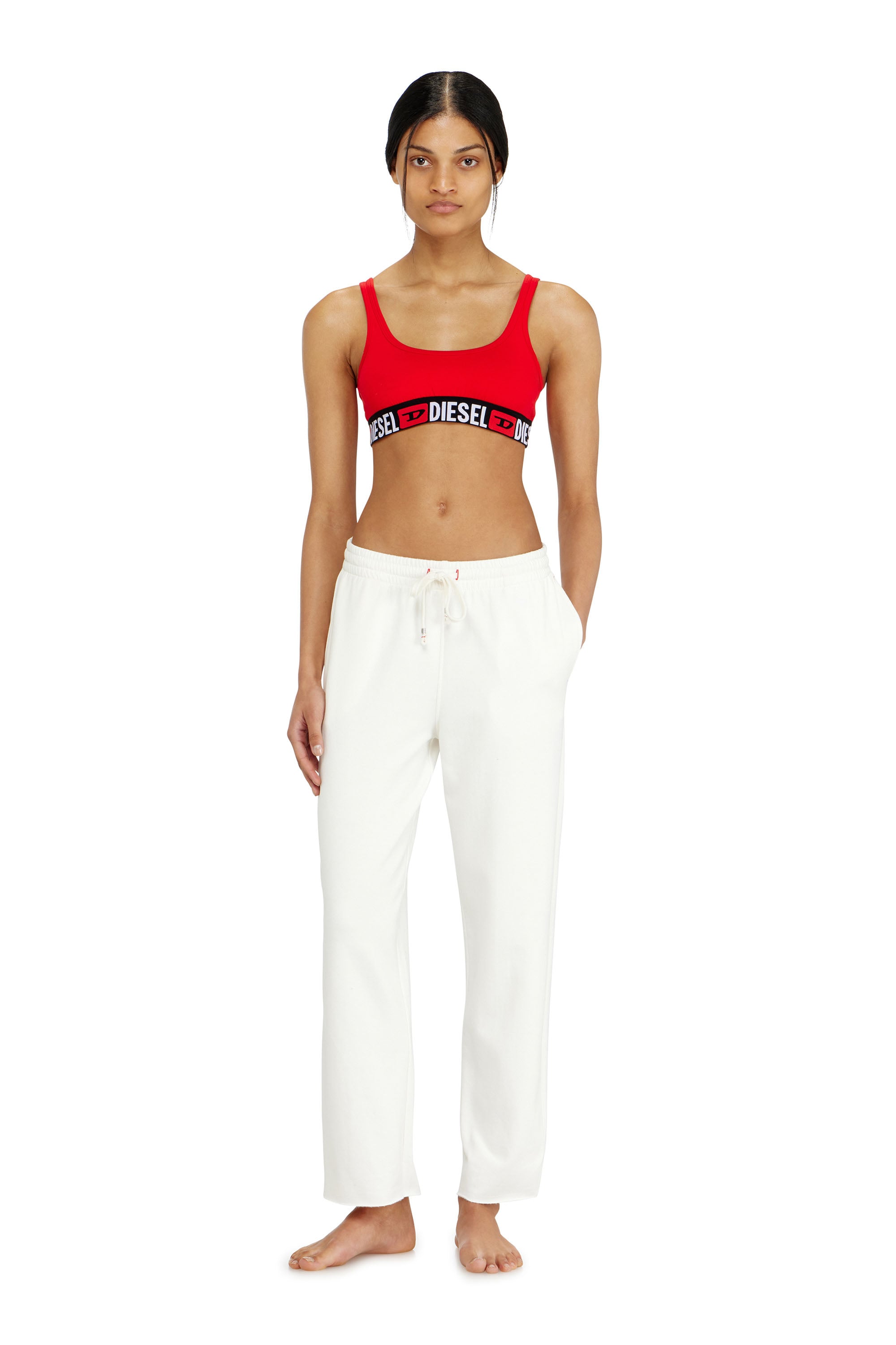 Diesel - INDRA-D-CORE, Pantaloni felpati smerigliati con orli vivi Donna in Bianco - 1