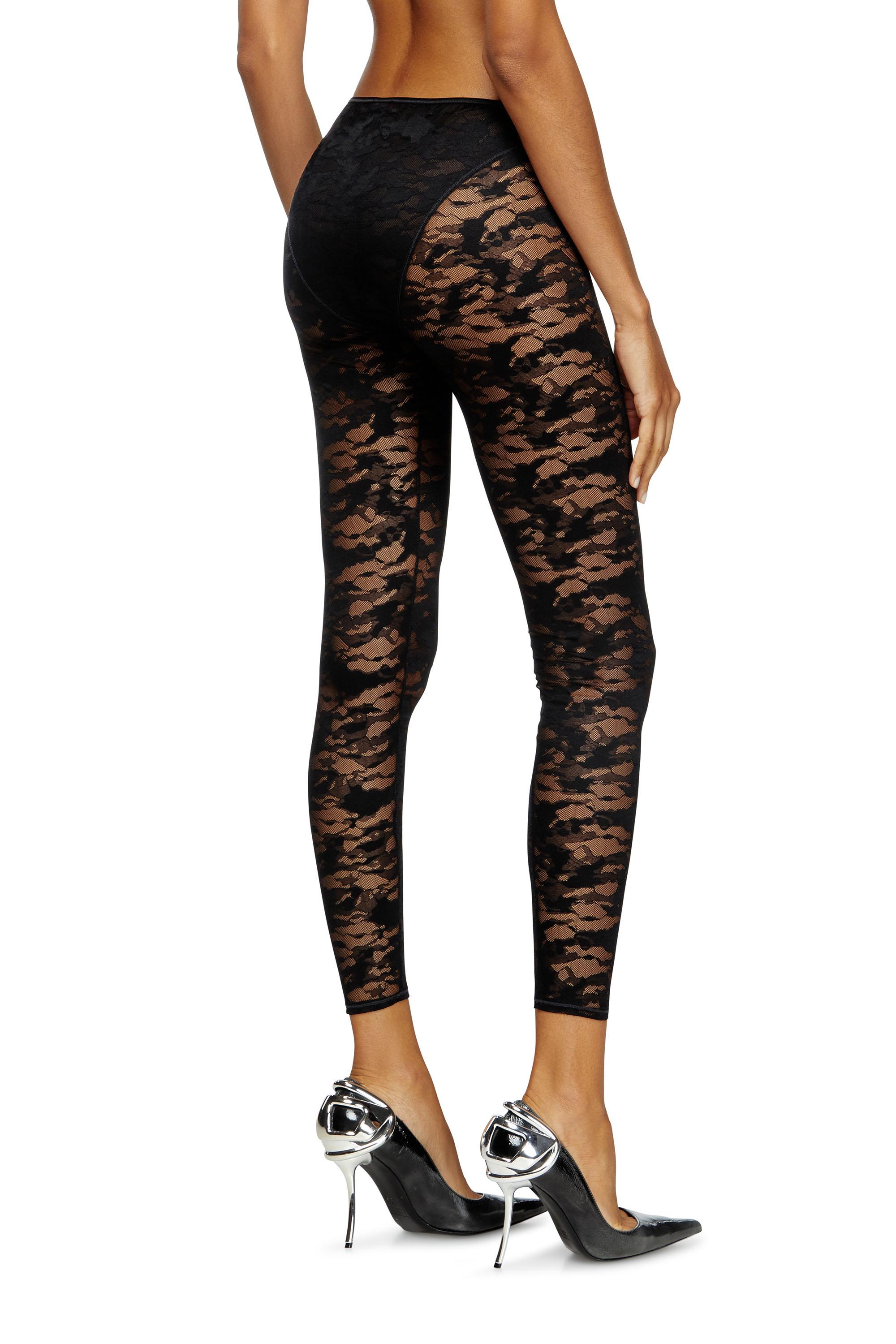 Diesel - CLAIRE-UTLT, Leggings in pizzo camouflage Donna in Nero - 3