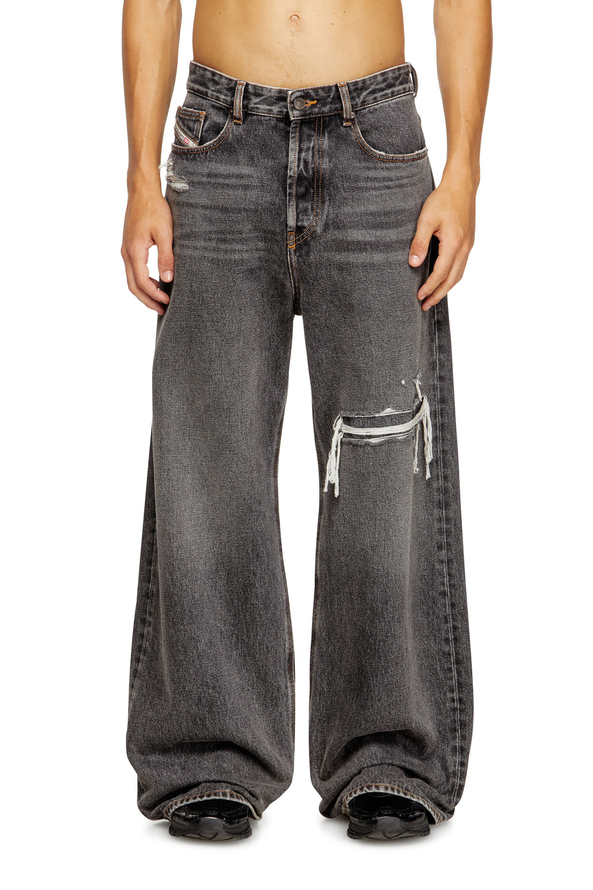 Diesel - Relaxed Jeans D-Rise 007F6 Uomo, Nero/Grigio scuro - Image 1